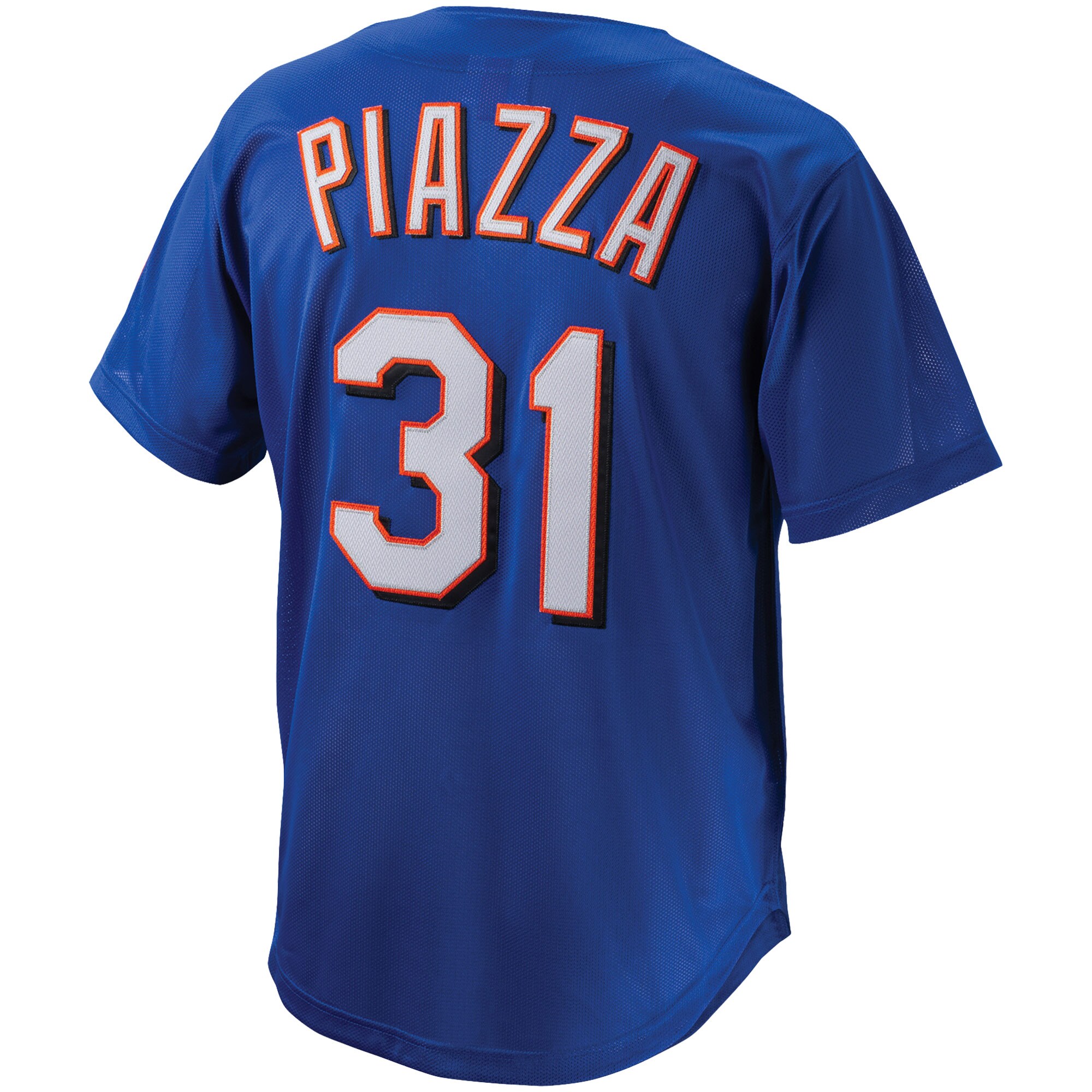 Mike Piazza New York Mets Mitchell & Ness Cooperstown Collection Mesh Batting Practice Button-Up Jersey - Royal - vstockx