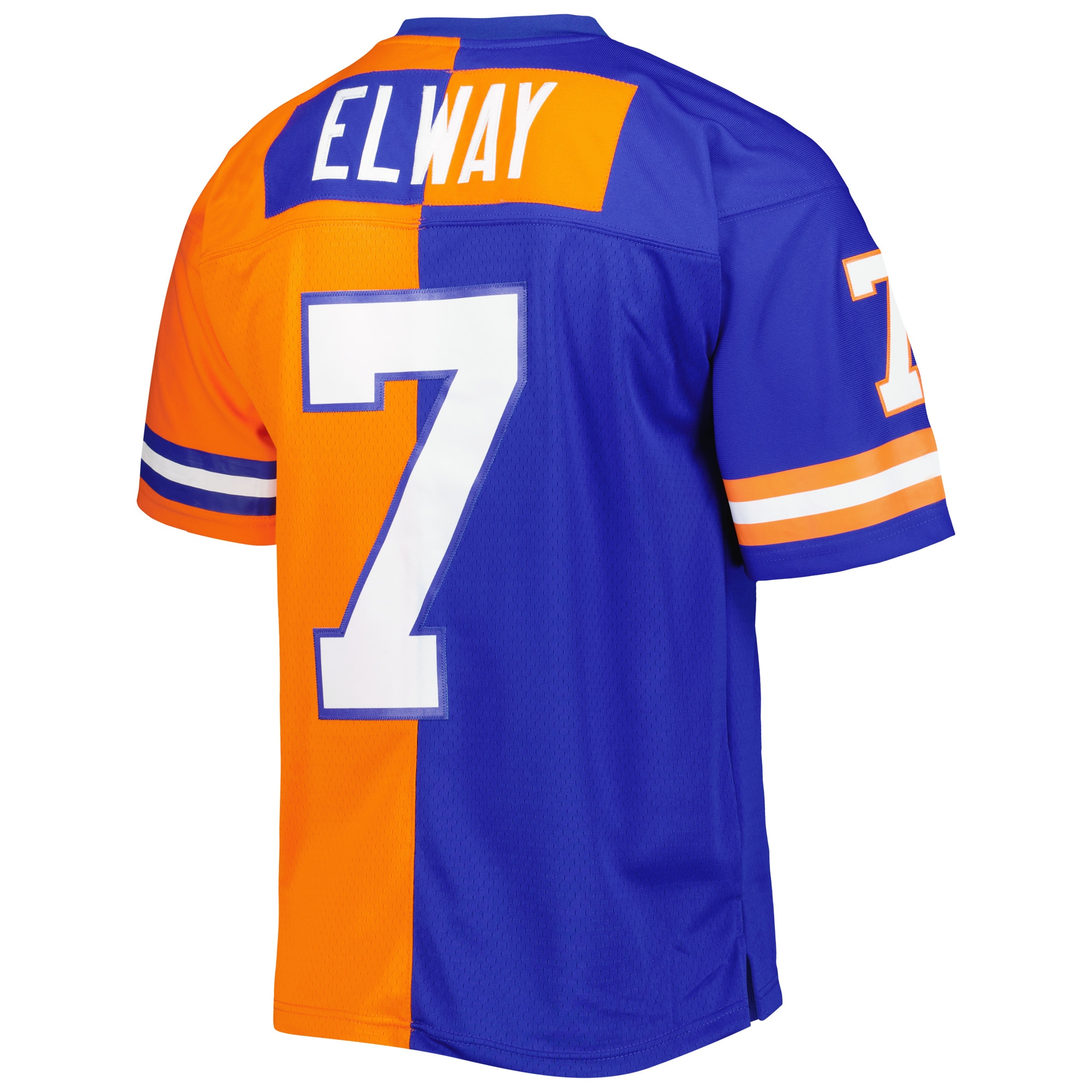 John Elway Denver Broncos Mitchell & Ness 1990 Split Legacy Replica Jersey - Royal/Orange - vstockx