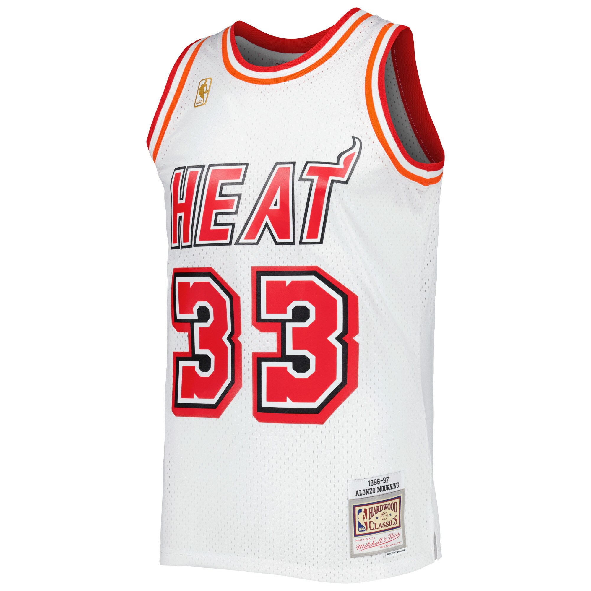 Alonzo Mourning Miami Heat Mitchell & Ness Hardwood Classics Swingman Jersey - White - vstockx