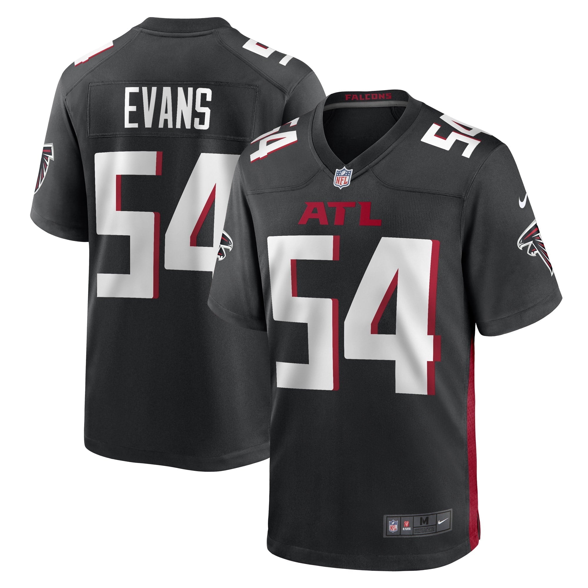 Men's Nike Rashaan Evans Black Atlanta Falcons Game Player Jersey - vstockx