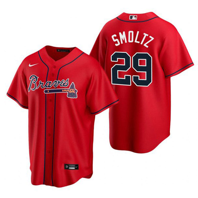 Youth Atlanta Braves John Smoltz Replica Alternate Jersey - Red - vstockx