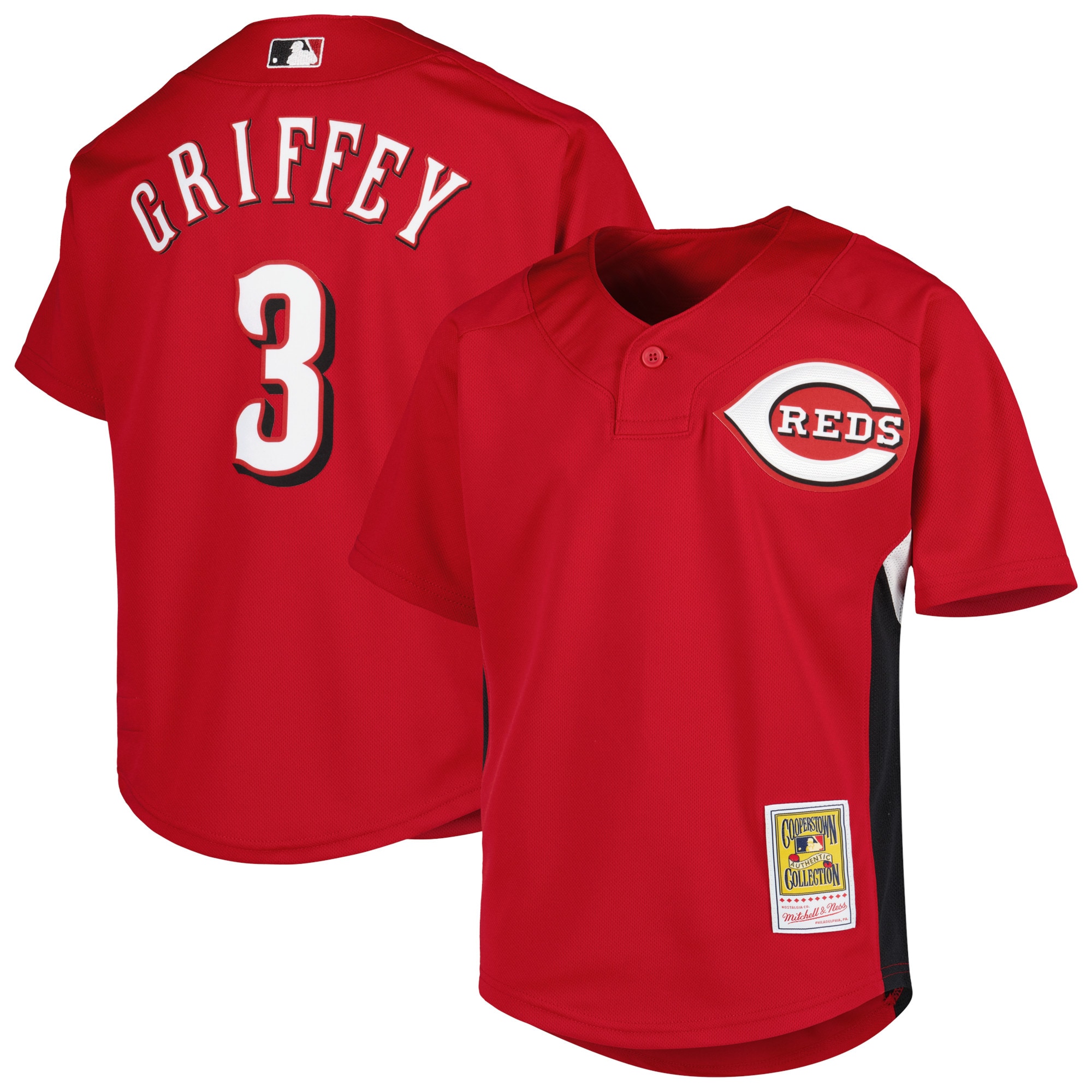 Ken Griffey Jr. Cincinnati Reds Mitchell & Ness Youth Cooperstown Collection Batting Practice Jersey - Red - vstockx
