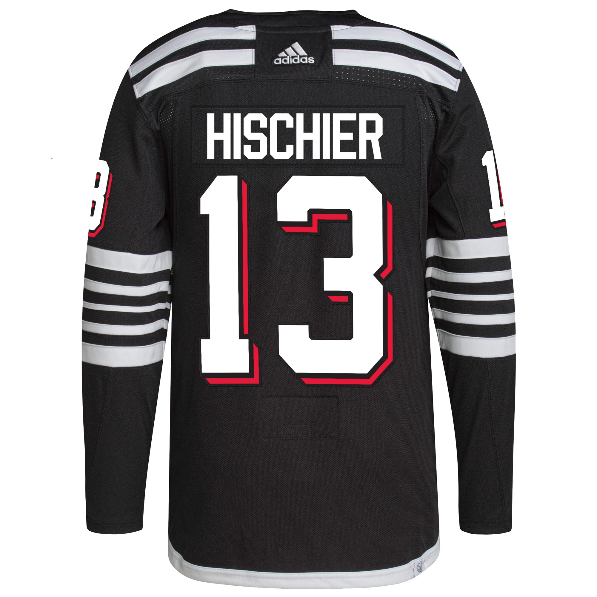 Nico Hischier New Jersey Devils adidas Alternate Primegreen Authentic Pro Player Jersey - Black - vstockx