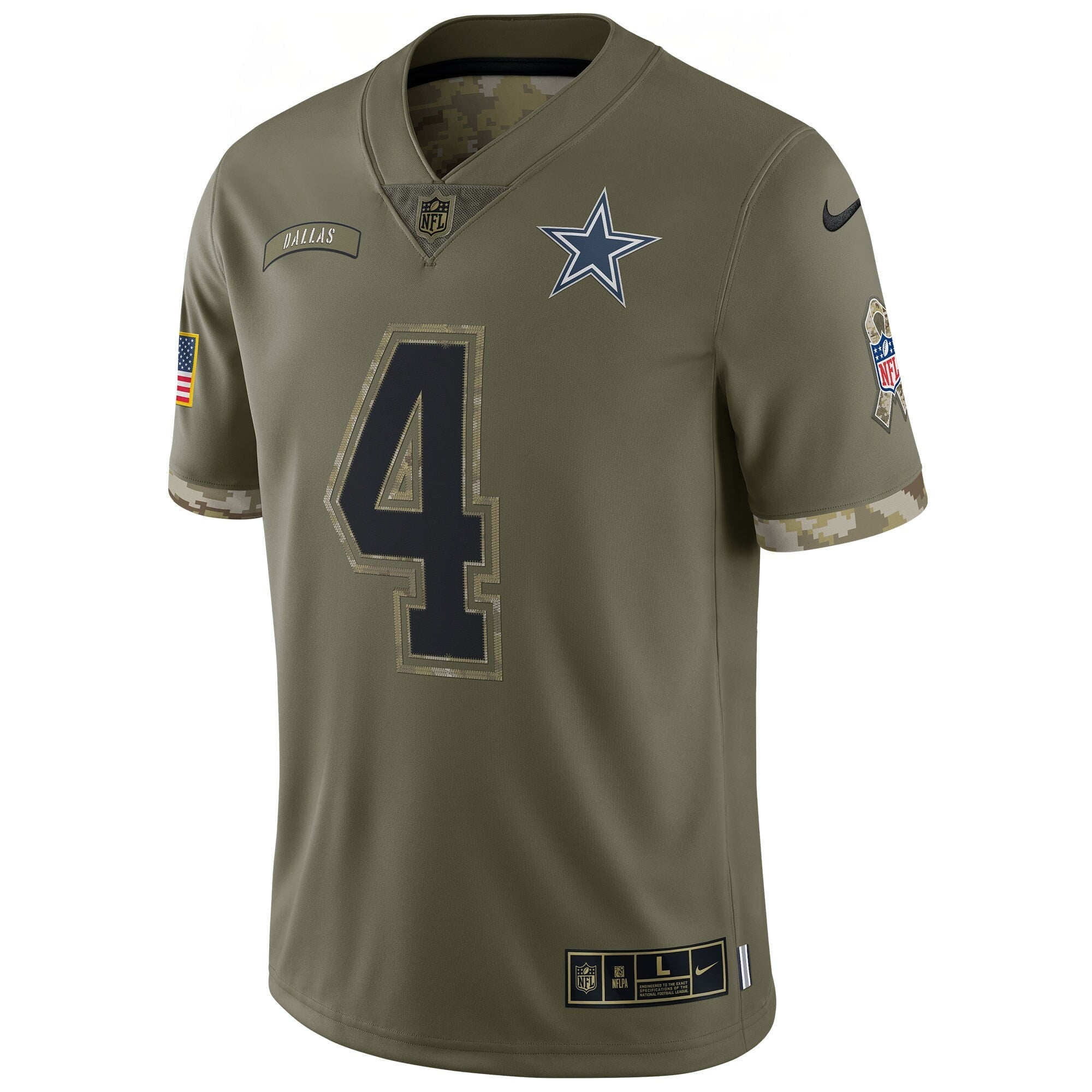 Youth Nike Dak Prescott Olive Dallas Cowboys 2022 Salute To Service Player Limited Jersey - vstockx