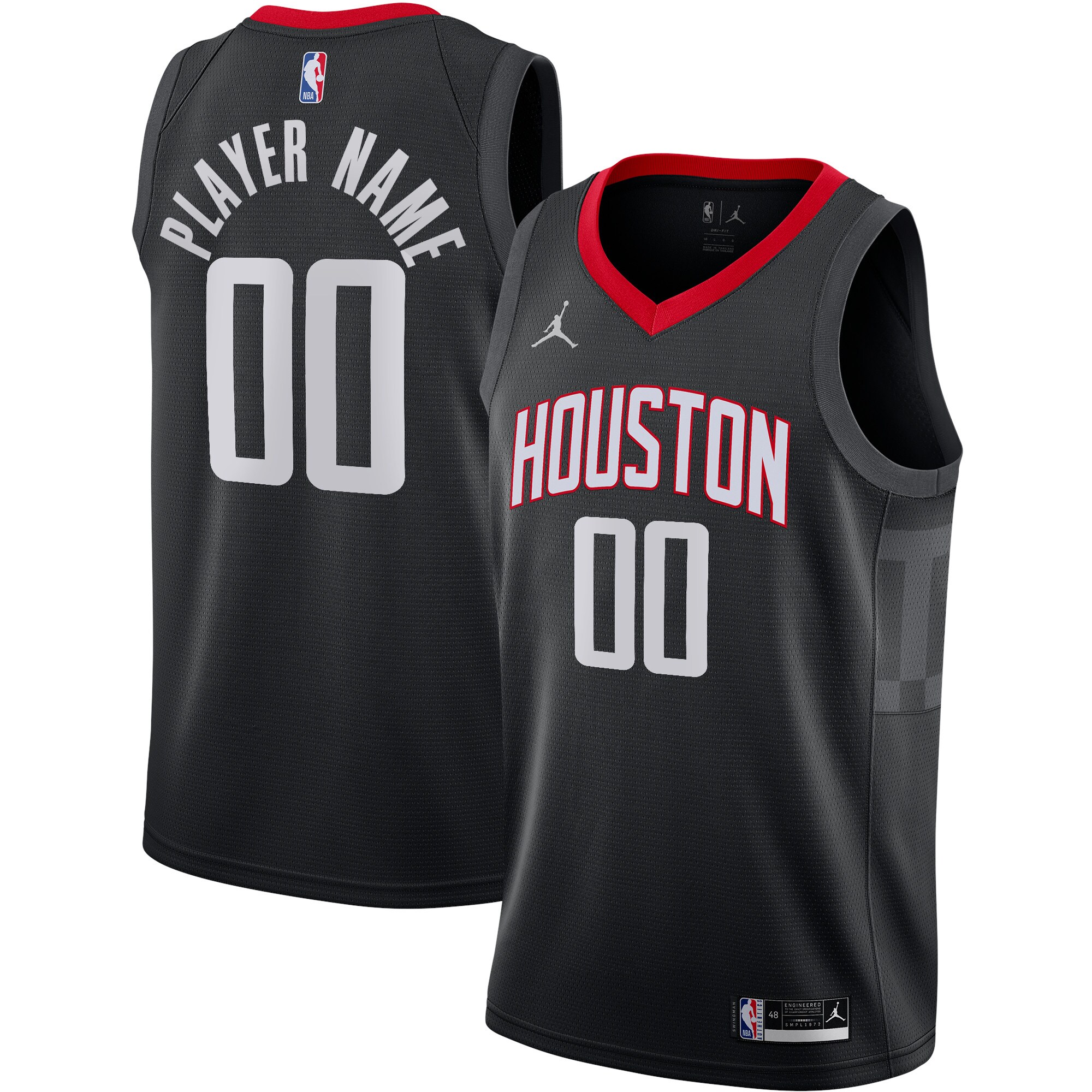 Houston Rockets Jordans Brand Swingman Custom Jersey - Statement Edition - Black - vstockx