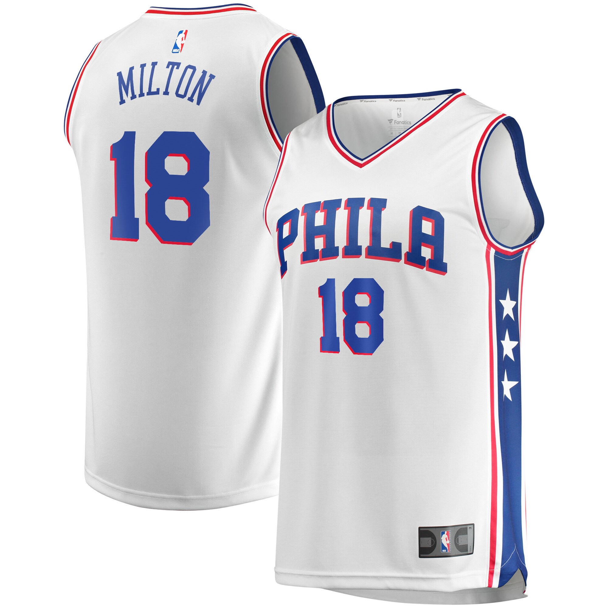 Shake Milton Philadelphia 76ers Fanatics Branded Fast Break Replica Player Team Jersey - Association Edition - White - vstockx