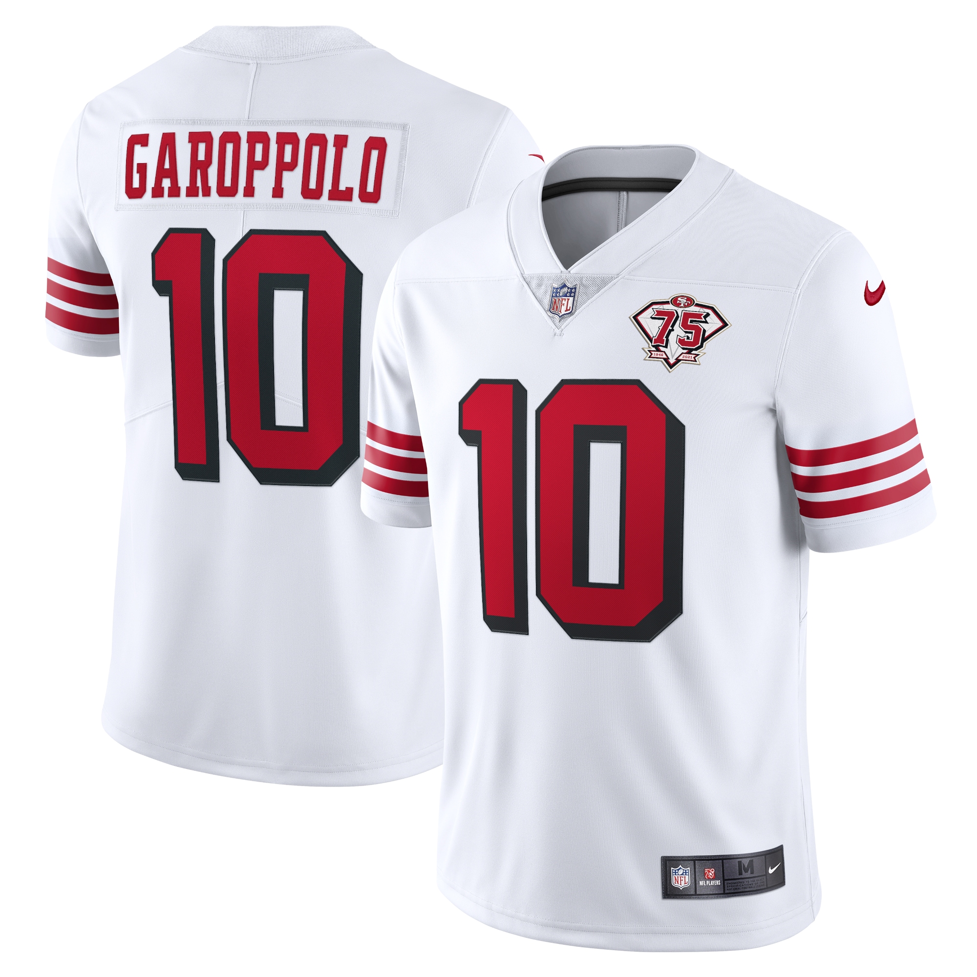 Jimmy Garoppolo San Francisco 49ers Nike 75th Anniversary 2nd Alternate Vapor Limited Jersey - White - vstockx