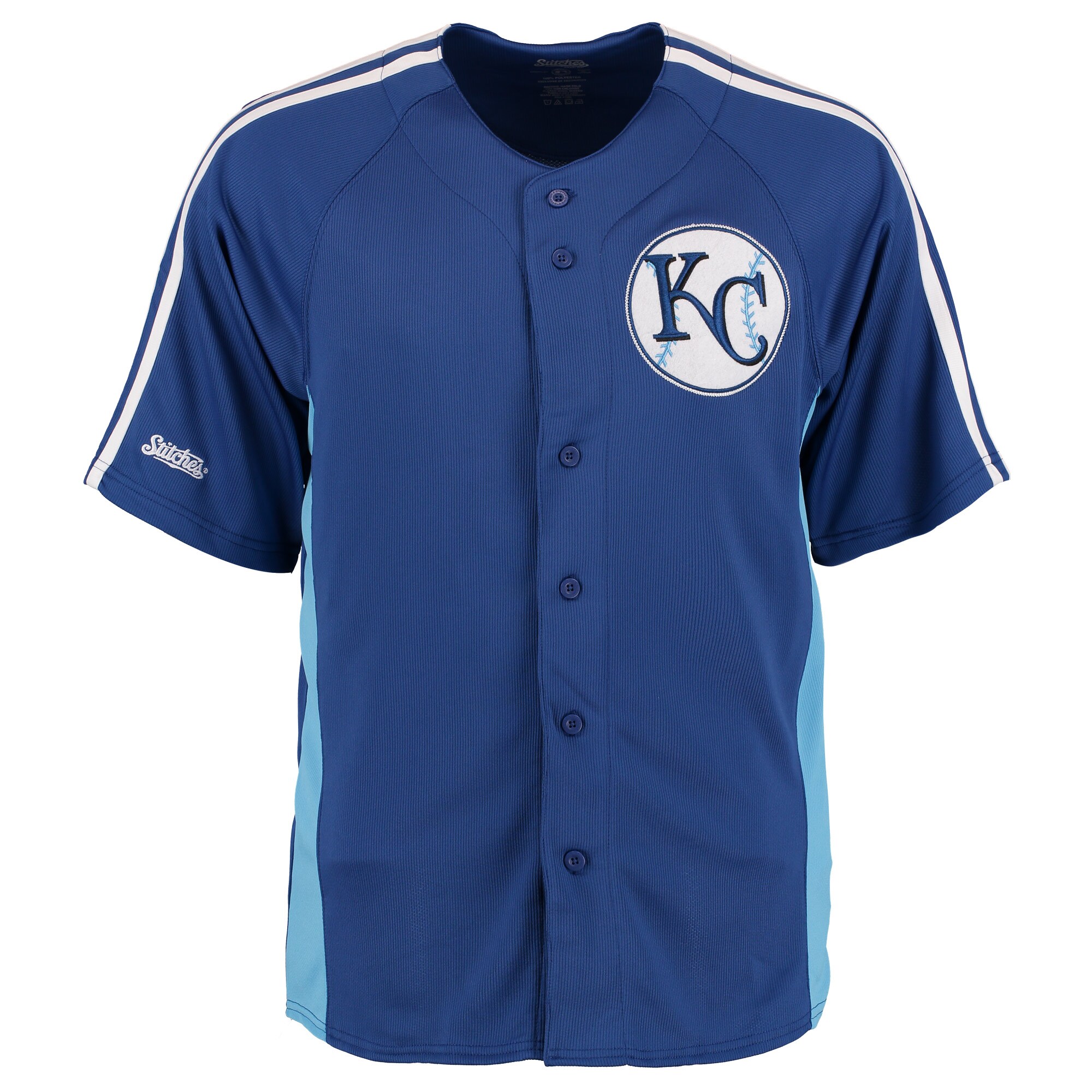 Kansas City Royals Stitches Cut off Man Fashion Full Button Jersey - Royal - vstockx