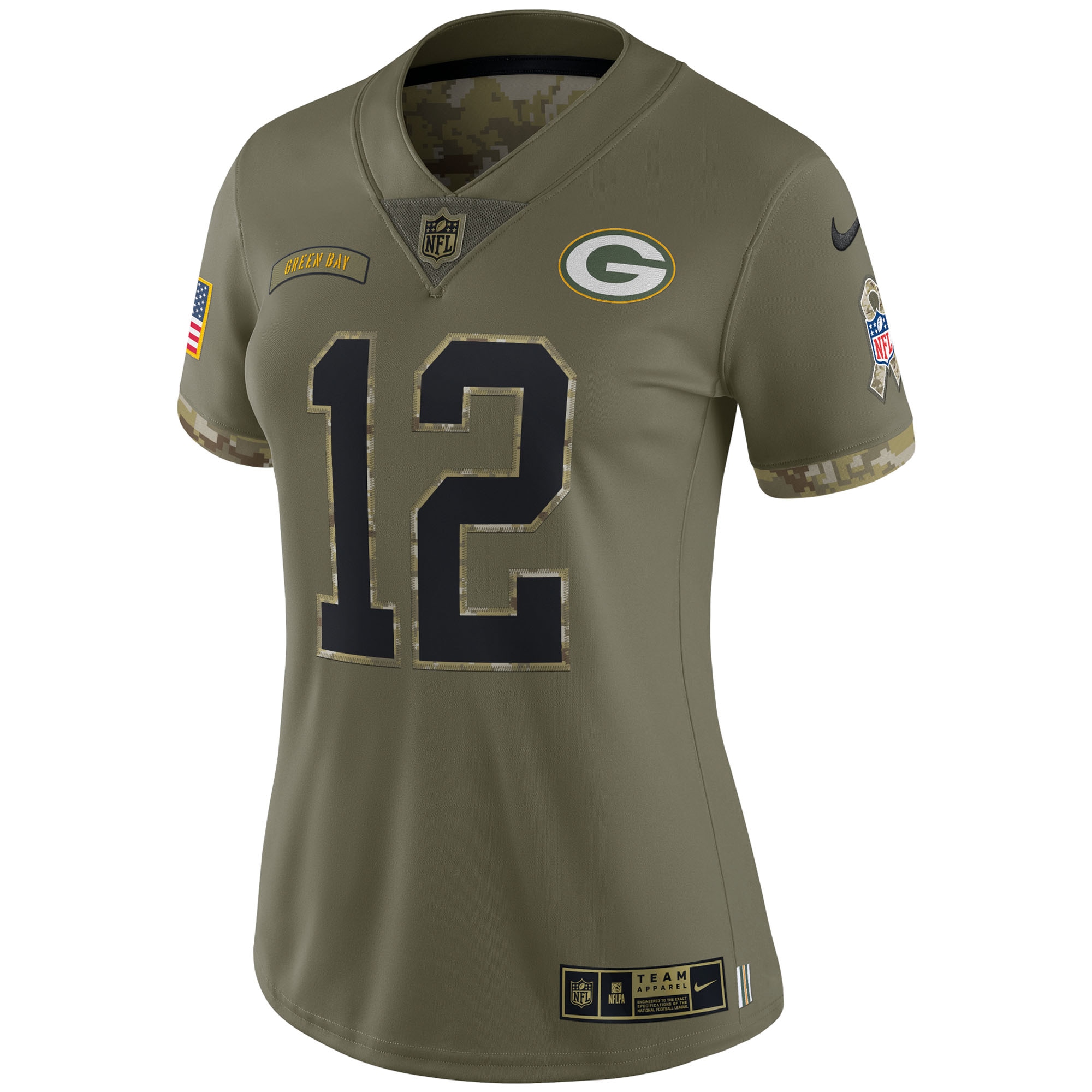 Aaron Rodgers Green Bay Packers Nike Women's 2022 Salute To Service Limited Jersey - Olive - vstockx