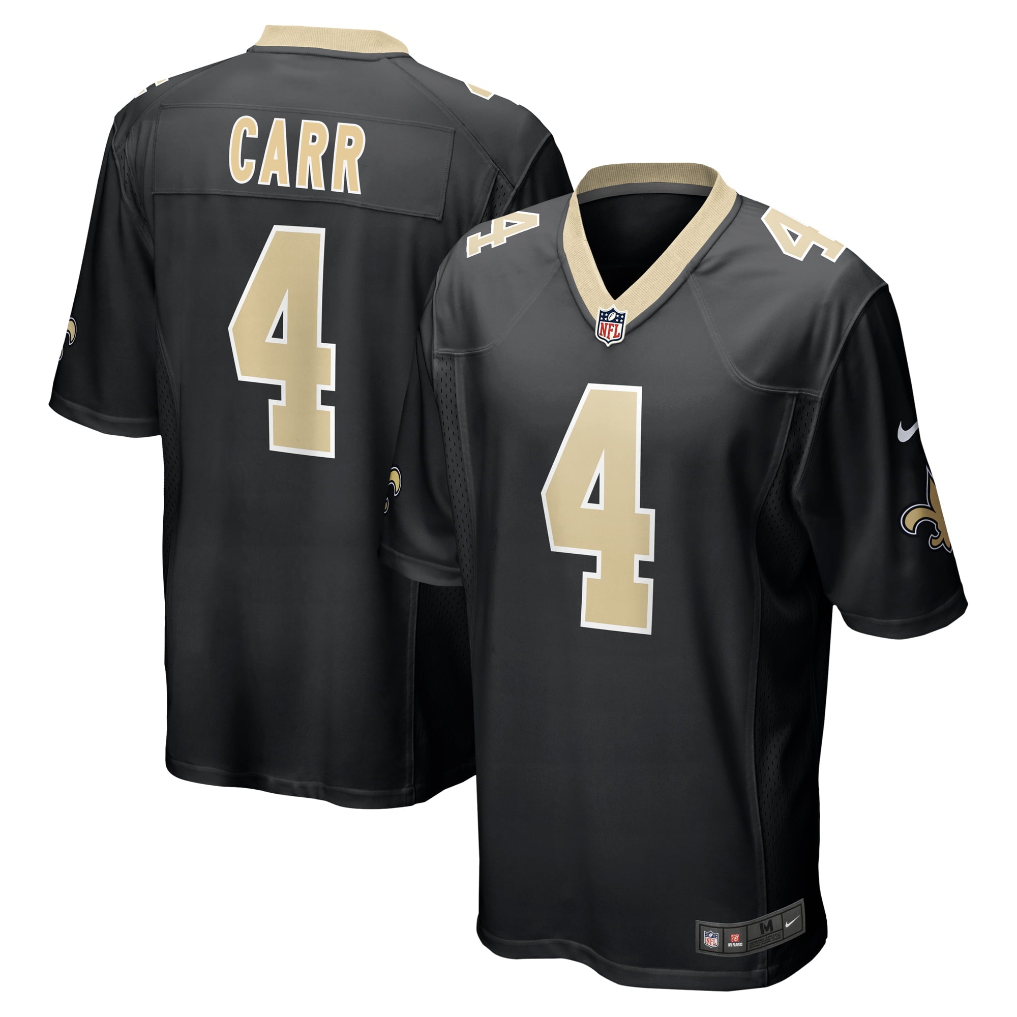Men's Nike Derek Carr Black New Orleans Saints Game Jersey - vstockx