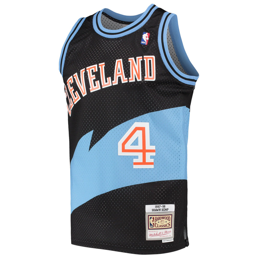 Men's Cleveland Cavaliers Shawn Kemp Mitchell & Ness Black 1997-98 Hardwood Classics Swingman Jersey - vstockx