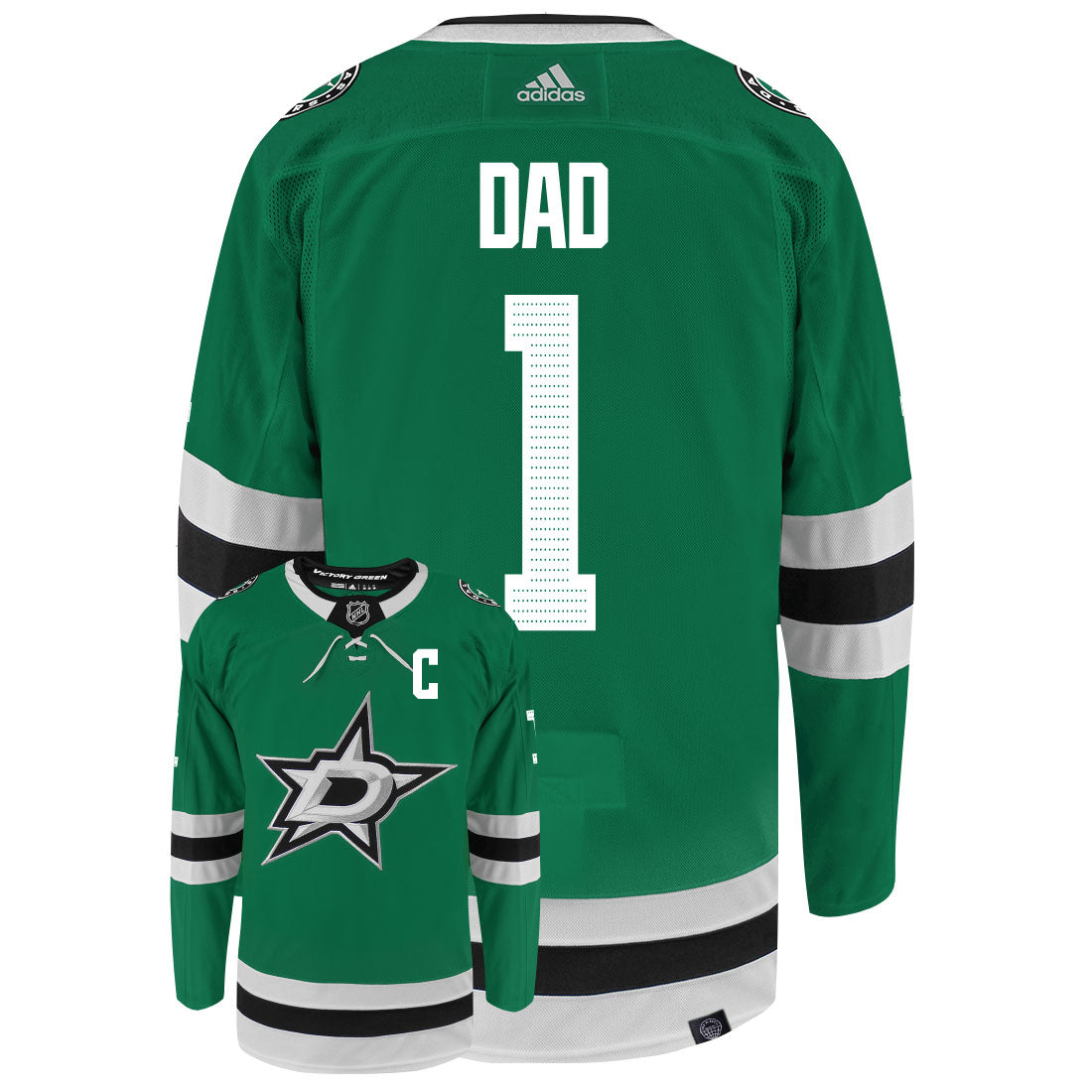 Dallas Stars Dad Number One Adidas Primegreen Authentic NHL Hockey Jersey - vstockx
