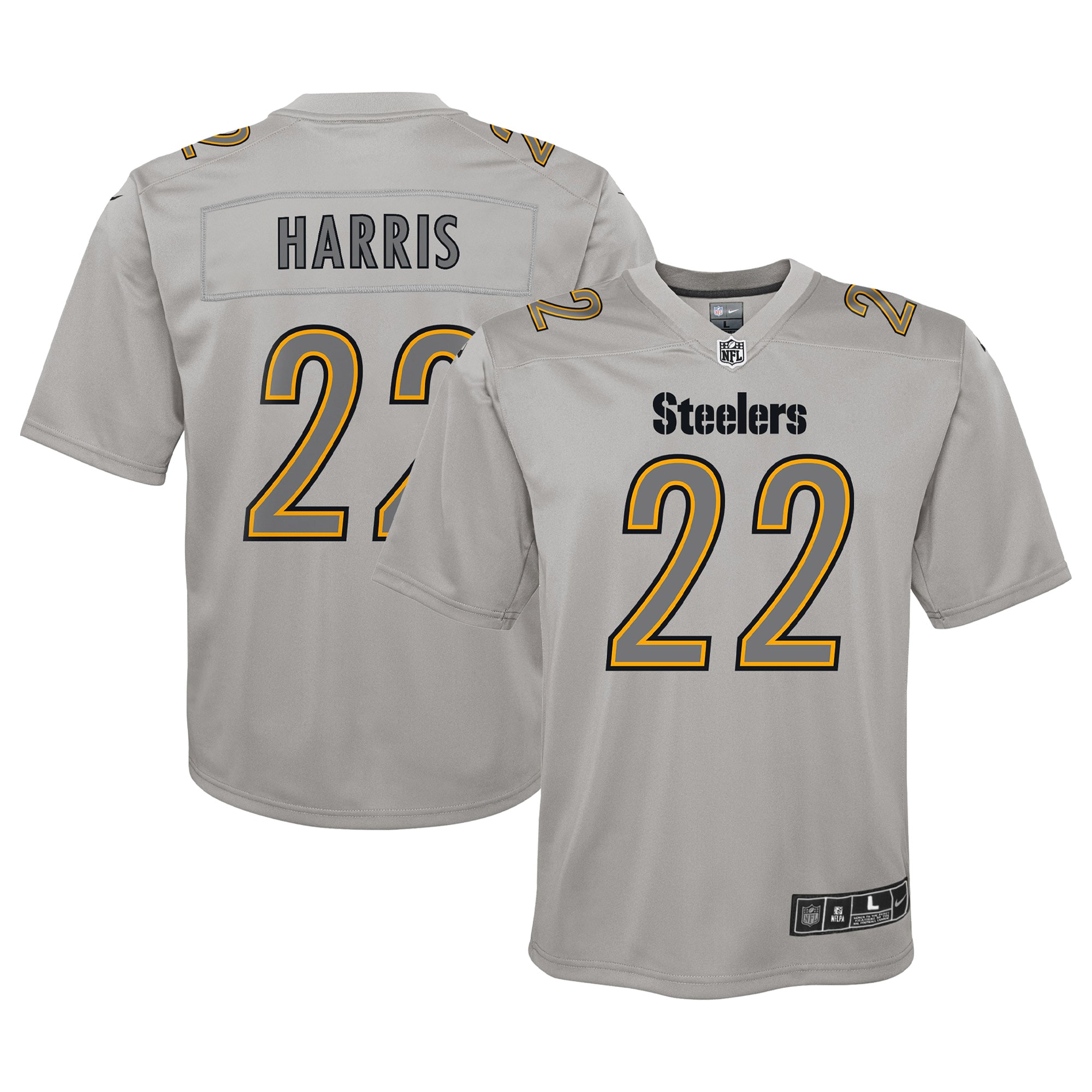 Najee Harris Pittsburgh Steelers Nike Youth Atmosphere Game Jersey - Gray - vstockx