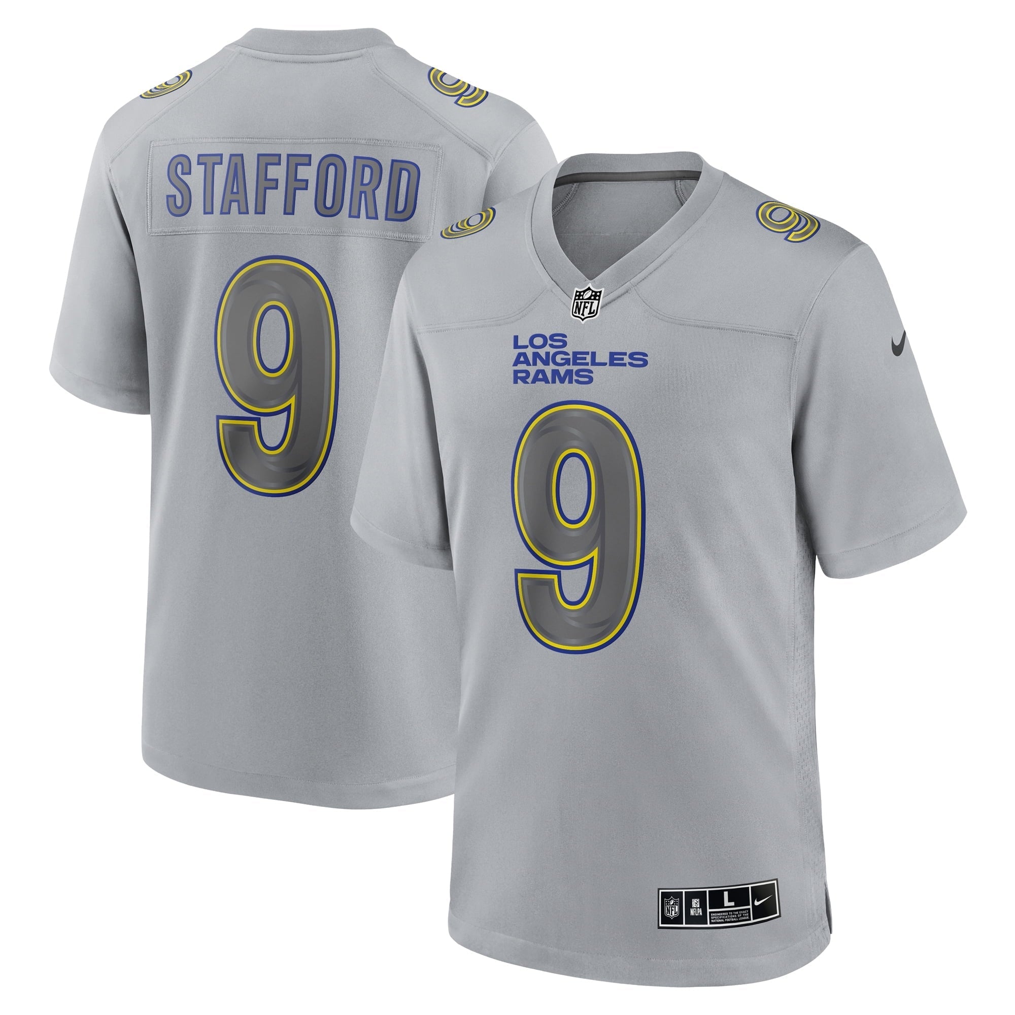 Men's Nike Matthew Stafford Gray Los Angeles Rams Atmosphere Fashion Game Jersey - vstockx