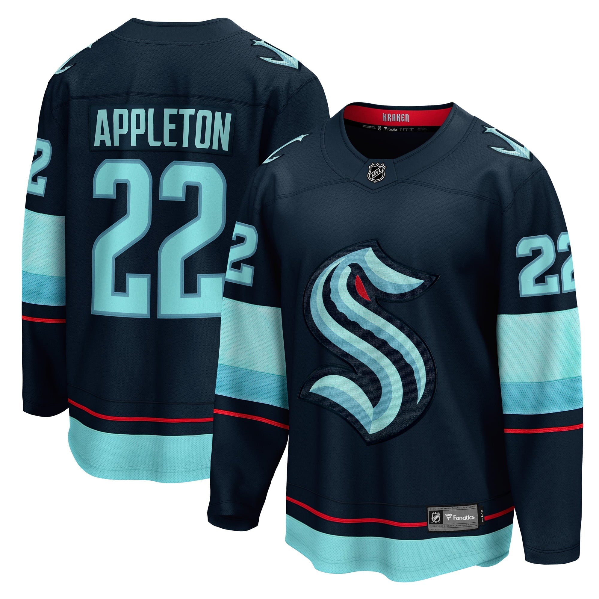Men's Fanatics Branded Mason Appleton Deep Sea Blue Seattle Kraken Home Breakaway Player Jersey - vstockx
