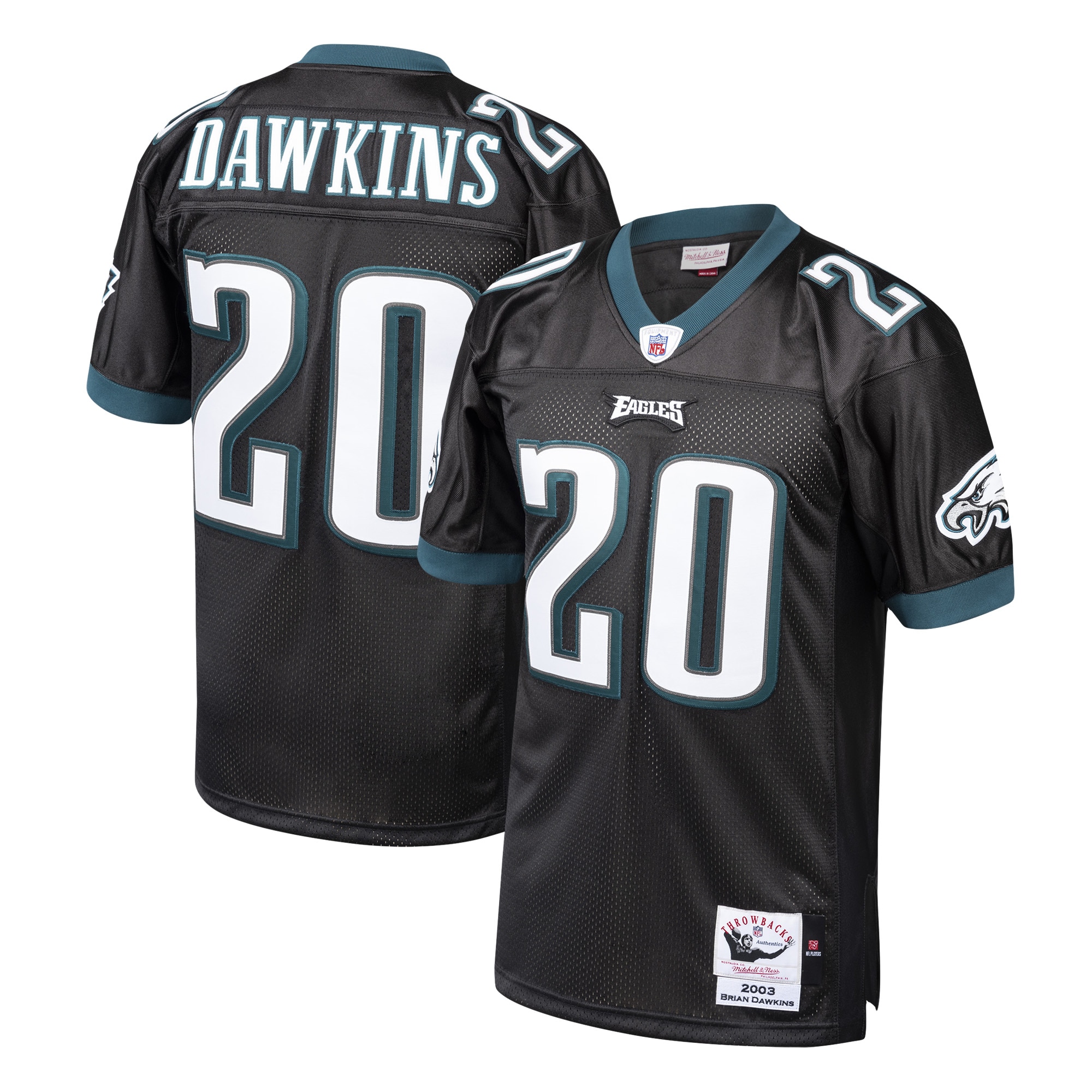 Brian Dawkins Philadelphia Eagles Mitchell & Ness 2003 Authentic Throwback Retired Player Jersey - Black - vstockx