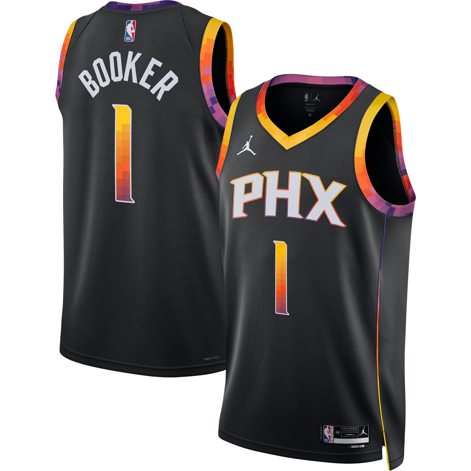 Devin Booker Phoenix Suns Jordans Brand Unisex Swingman Jersey - Statement Edition - Black - vstockx