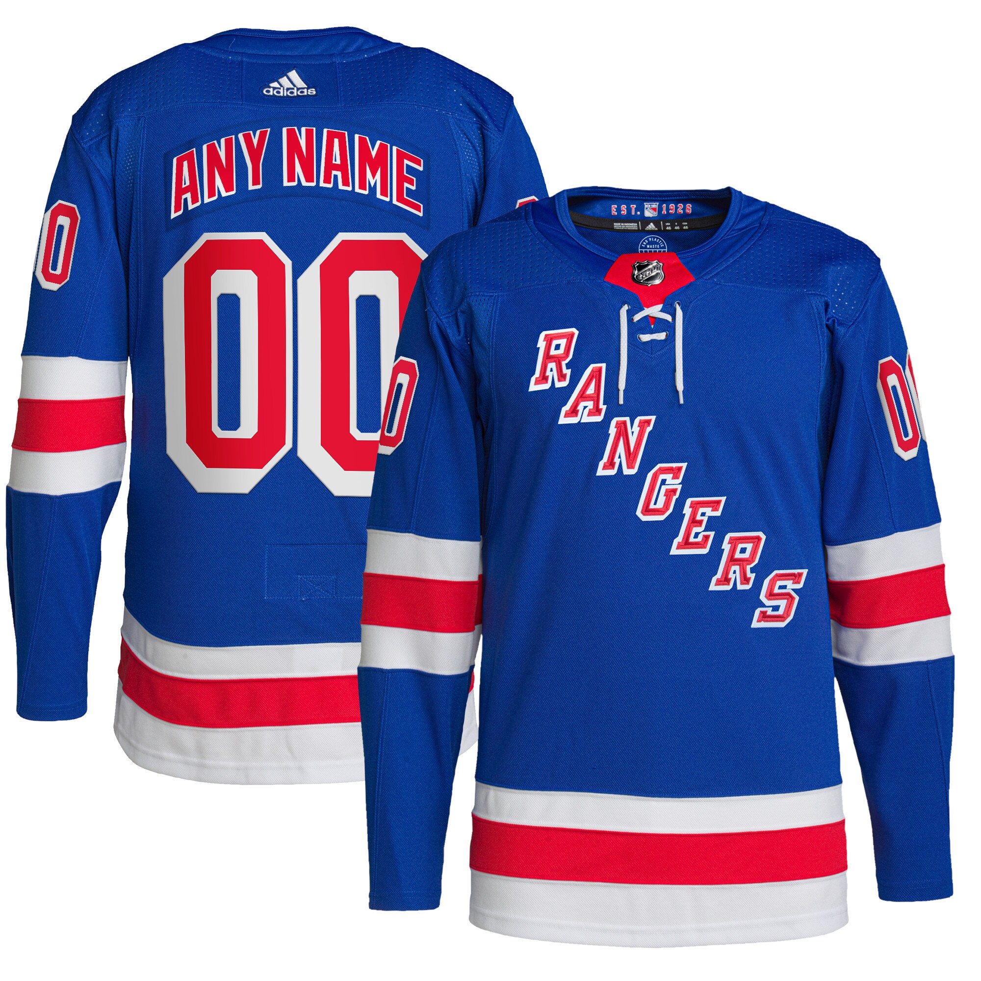 New York Rangers adidas Home Primegreen Authentic Pro Custom Jersey - Royal - vstockx