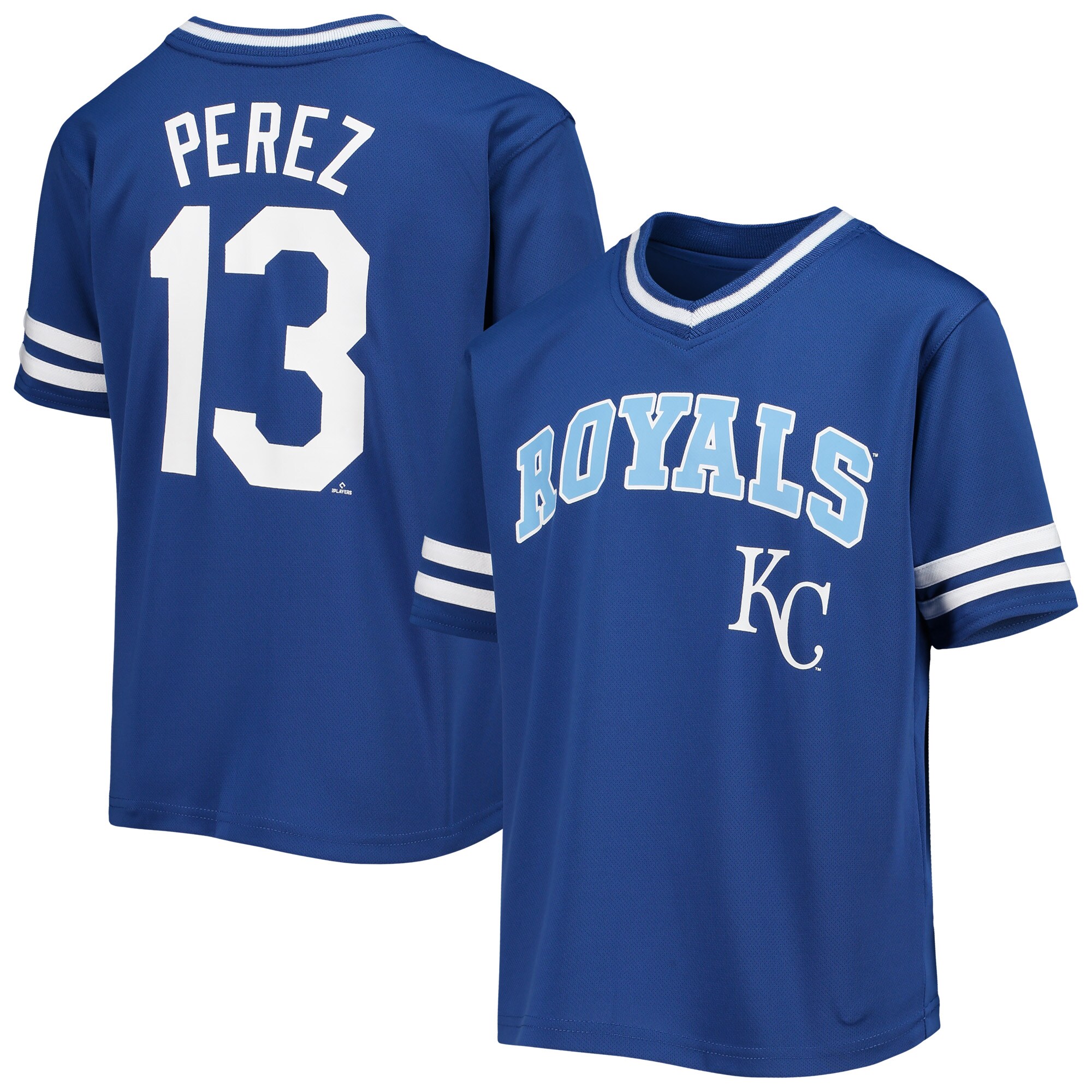 Youth Salvador Perez Royal Kansas City Royals Player Logo Jersey - vstockx