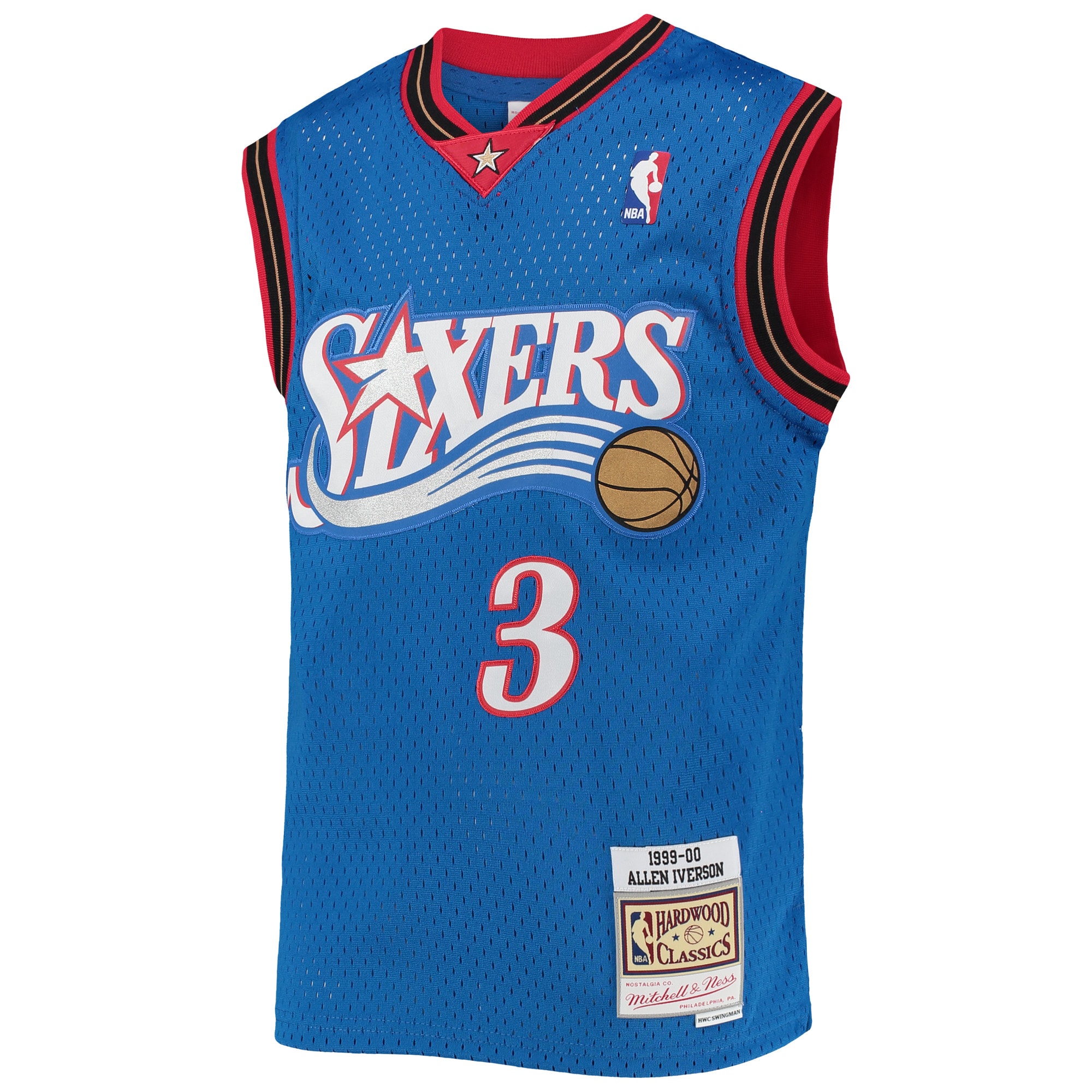 Allen Iverson Philadelphia 76ers Mitchell & Ness Youth 1999-00 Hardwood Classics Swingman Jersey - Royal - vstockx