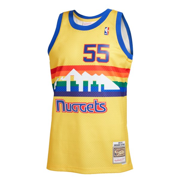 Men's Denver Nuggets Dikembe Mutombo Mitchell & Ness Gold Hardwood Classics Reload 2.0 Swingman Jersey - vstockx