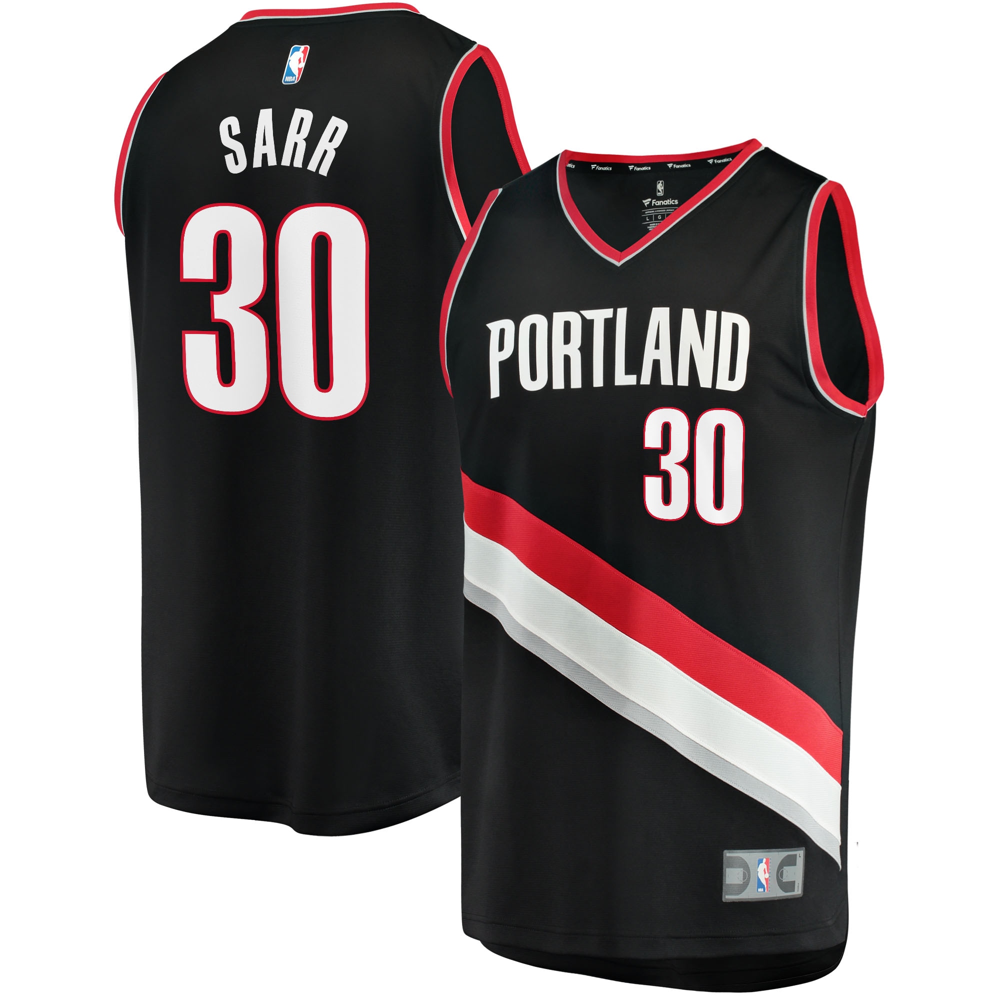 Olivier Sarr Portland Trail Blazers Fanatics Branded Fast Break Replica Jersey - Icon Edition - Black - vstockx