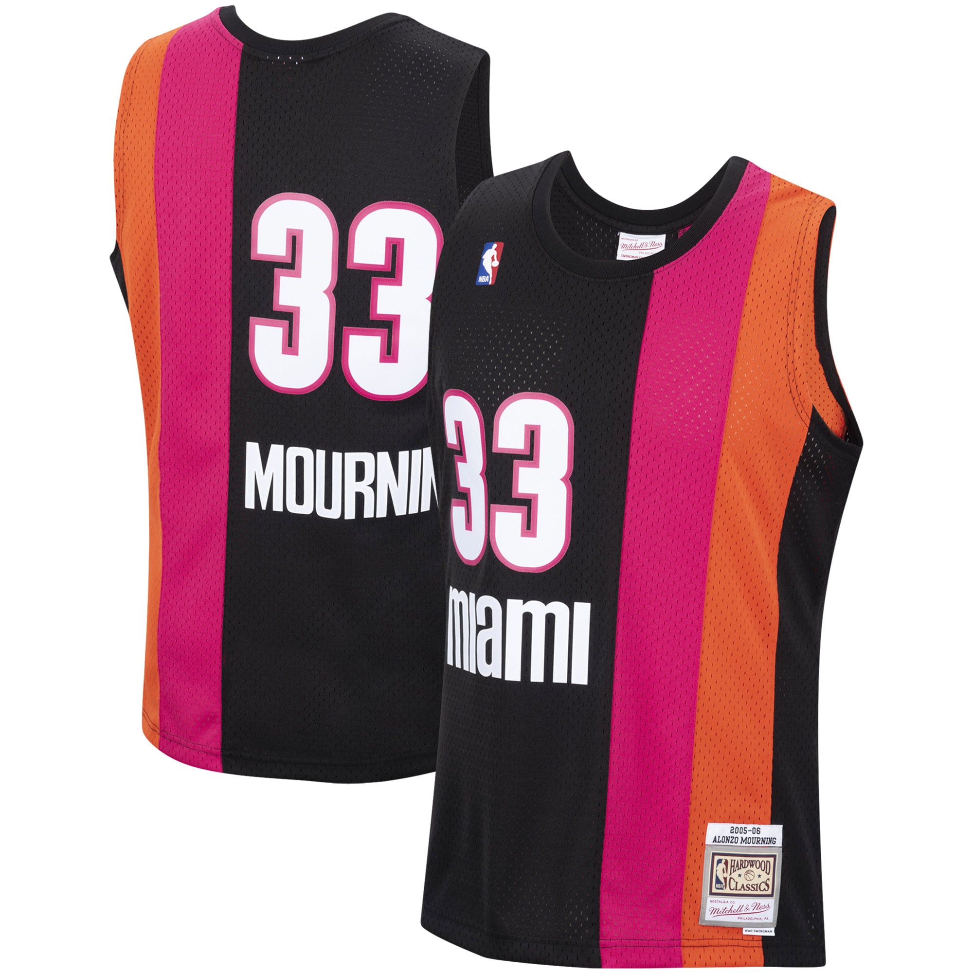 Alonzo Mourning Miami Heat Mitchell & Ness Hardwood Classics Swingman Jersey - Black - vstockx
