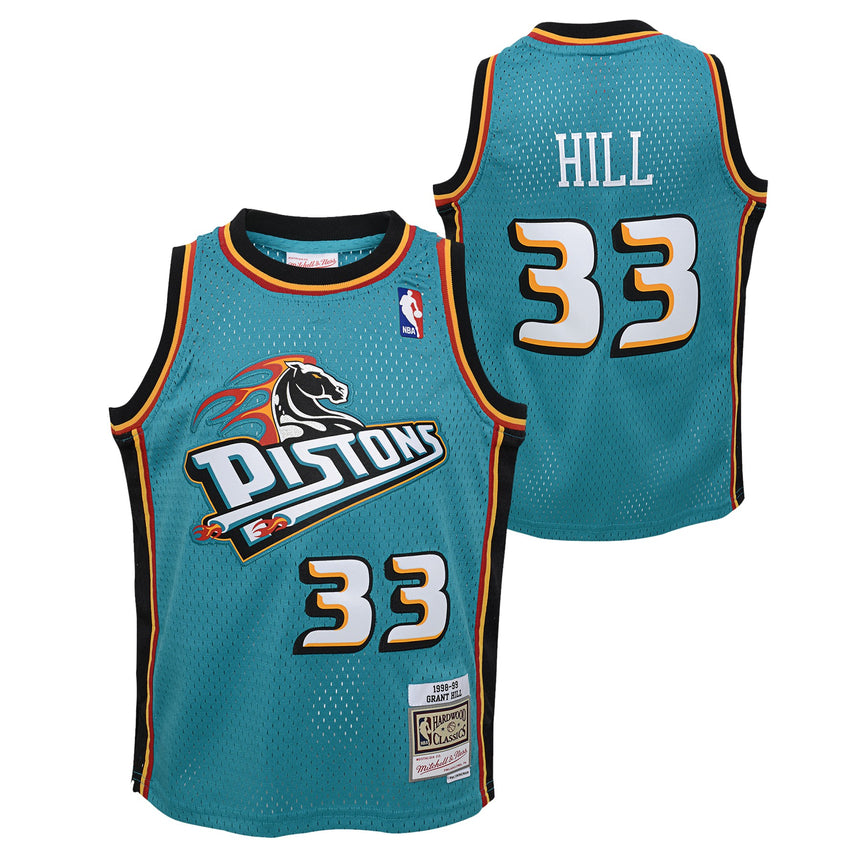 Youth Detroit Pistons Grant Hill Mitchell & Ness Teal 1998-99 Hardwood Classics Swingman Jersey - vstockx