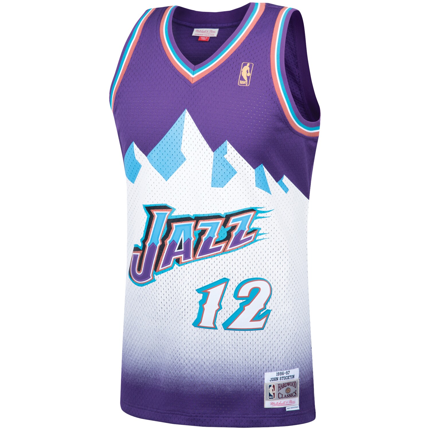 John Stockton Utah Jazz Mitchell & Ness Hardwood Classics Swingman Jersey - Purple - vstockx