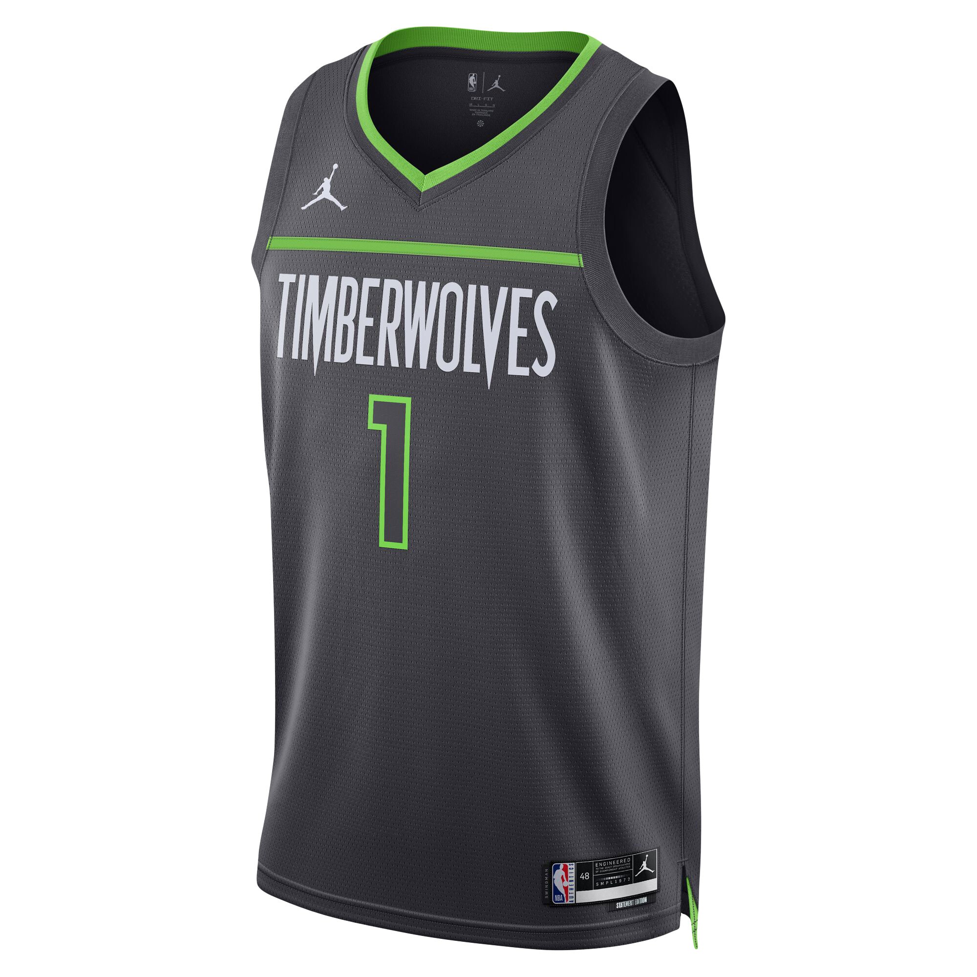 Anthony Edwards Minnesota Timberwolves Jordans Brand Unisex Swingman Jersey - Statement Edition - Charcoal - vstockx