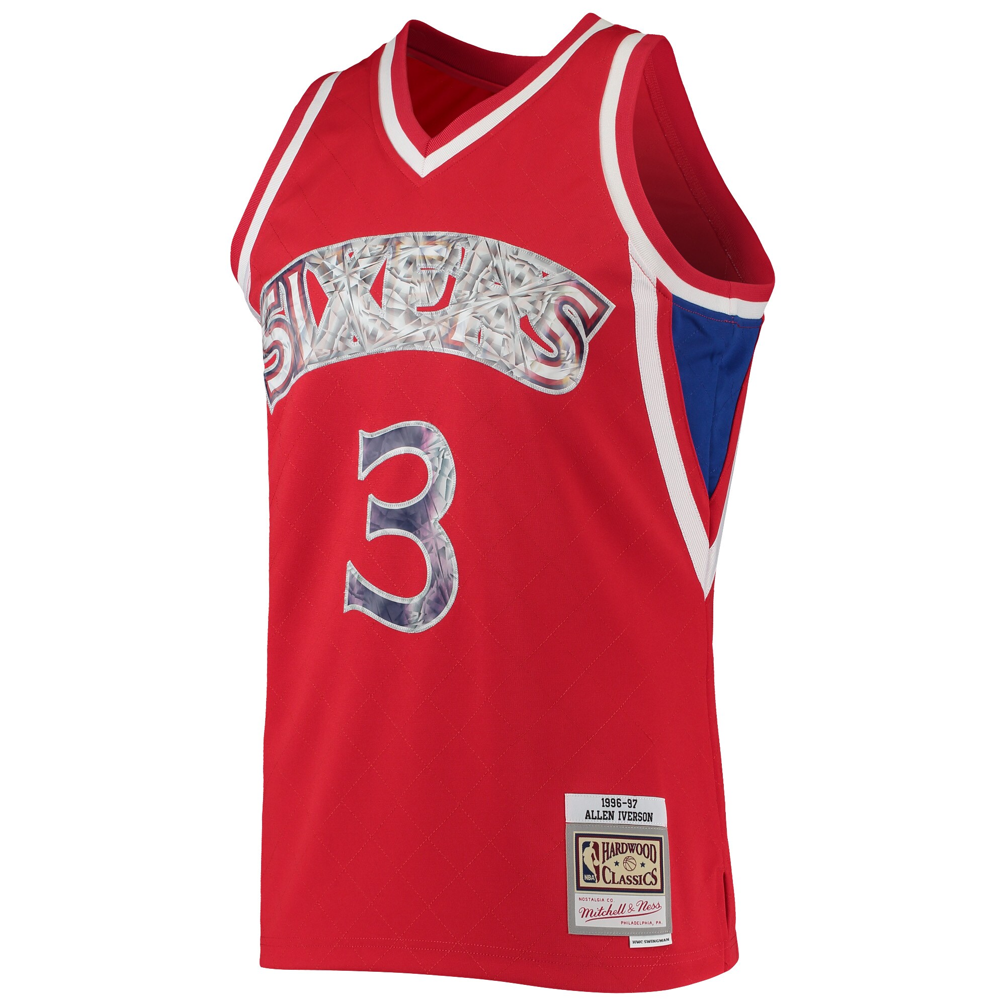 Allen Iverson Philadelphia 76ers Mitchell & Ness 1996-97 Hardwood Classics NBA 75th Anniversary Diamond Swingman Jersey - Red - vstockx