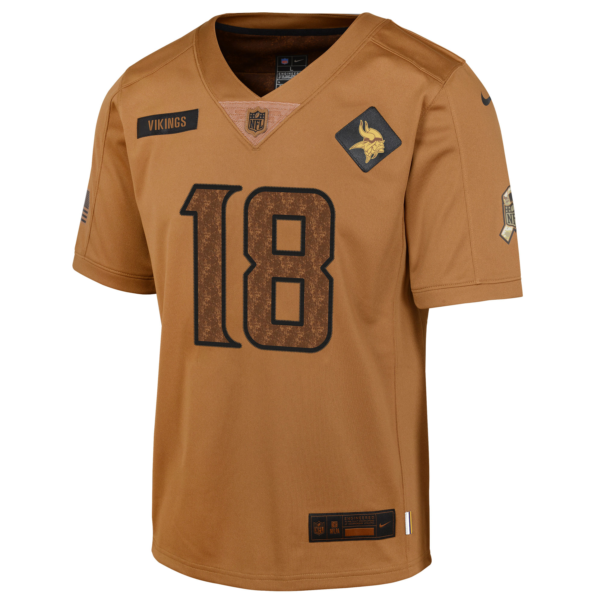 Justin Jefferson Minnesota Vikings Nike Youth 2023 Salute To Service Limited Jersey - Brown - vstockx