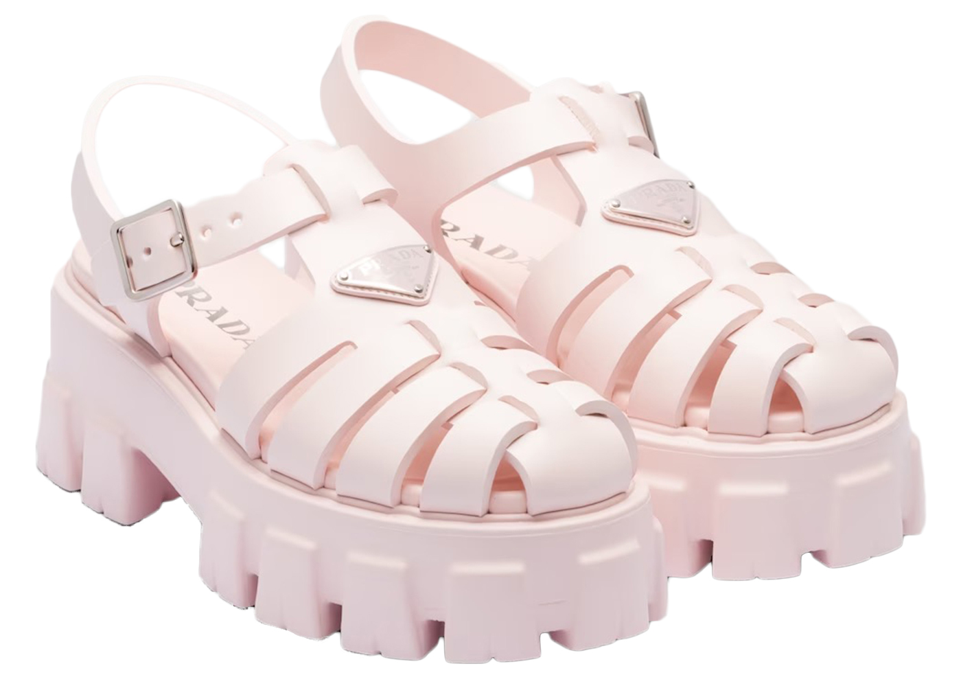 Prada Monolith Foam Rubber 55mm Sandals Alabaster Pink - vstockx
