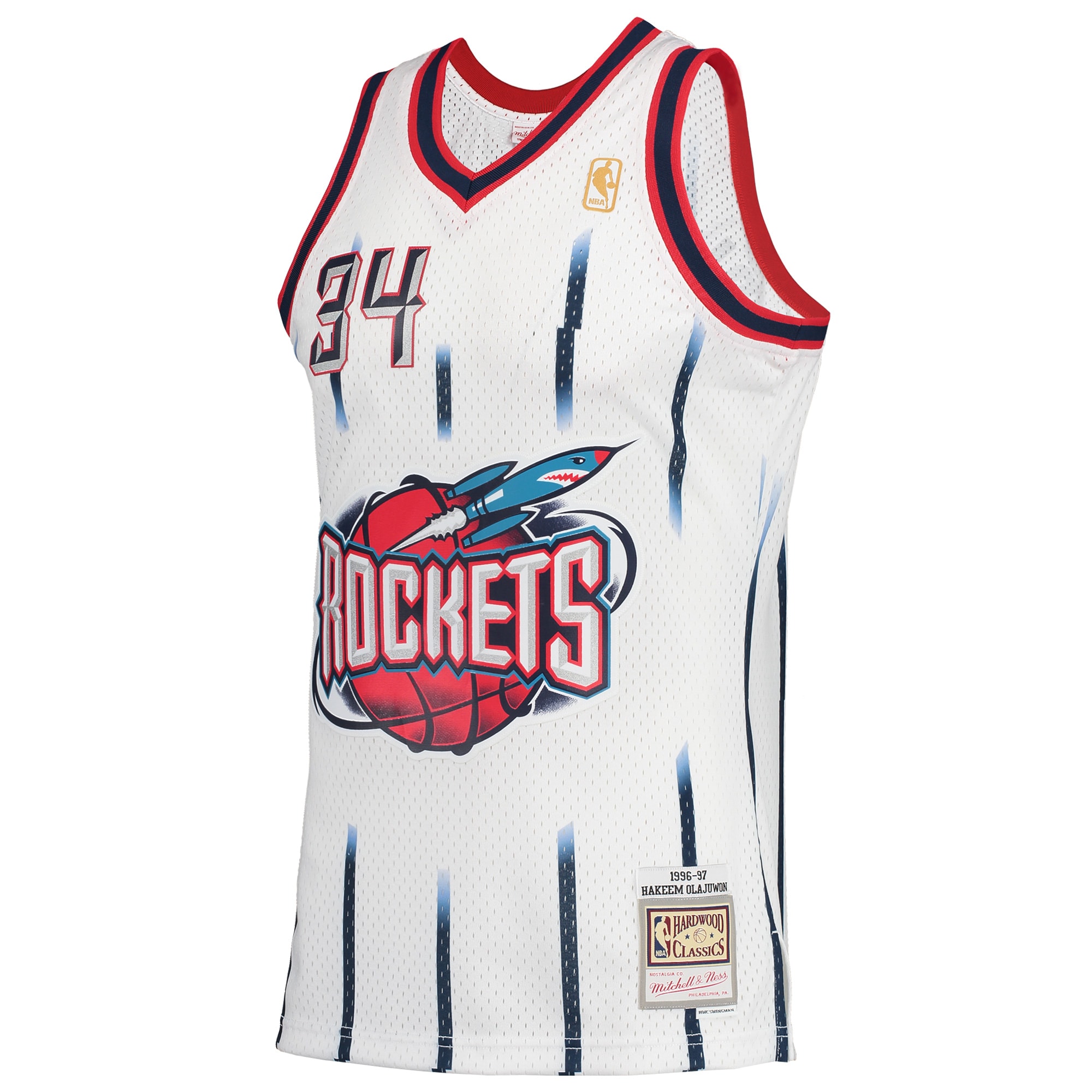 Hakeem Olajuwon Houston Rockets Mitchell & Ness Hardwood Classics Swingman Jersey - White - vstockx