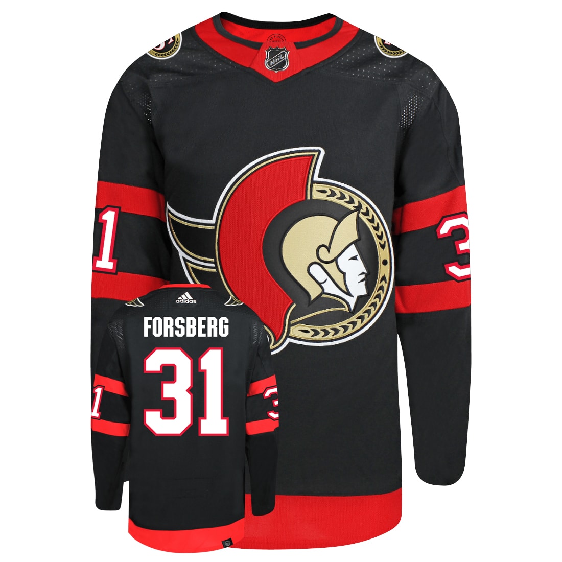 Anton Forsberg Ottawa Senators Adidas Primegreen Authentic NHL Hockey Jersey - vstockx
