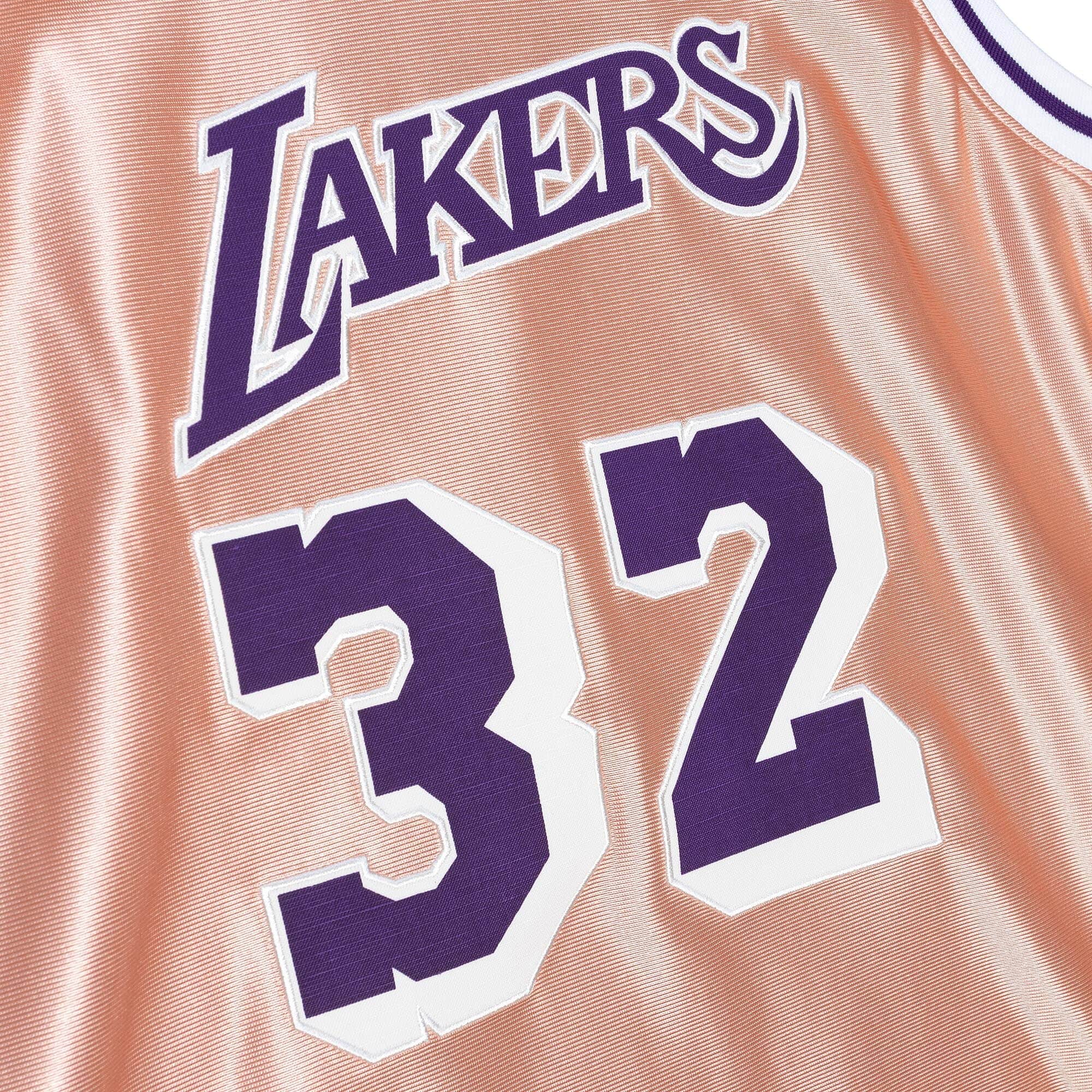 Womens 75th Anniversary Rose Gold Swingman Magic Johnson Los Angeles Lakers 1984-85 Jersey - vstockx