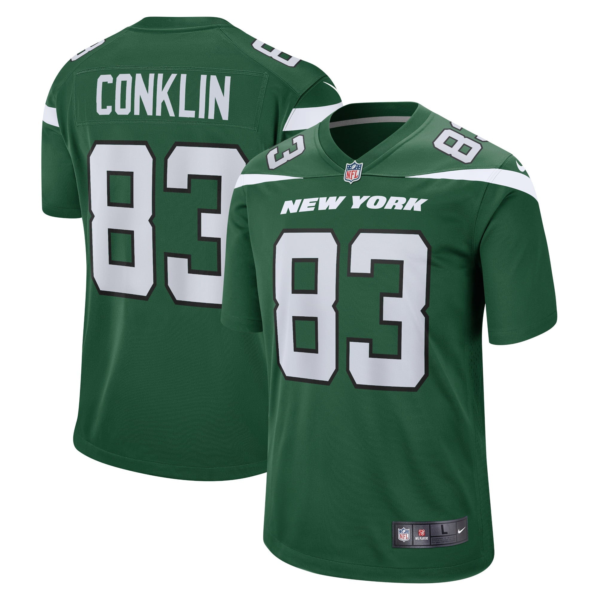 Men's Nike Tyler Conklin Gotham Green New York Jets Game Jersey - vstockx