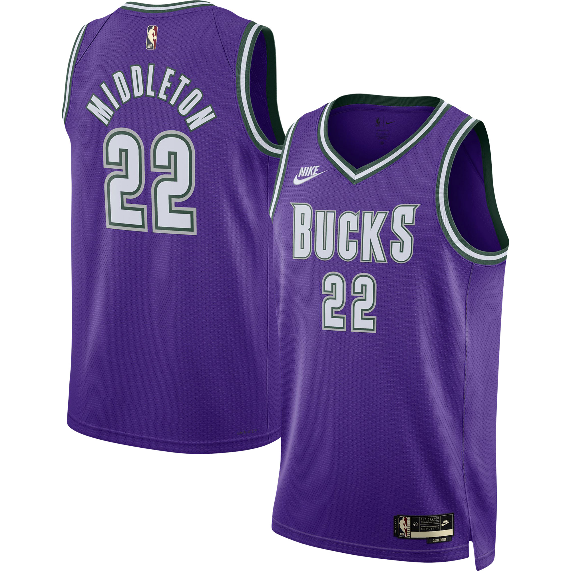 Khris Middleton Milwaukee Bucks Nike Swingman Jersey - Classic Edition - Purple - vstockx