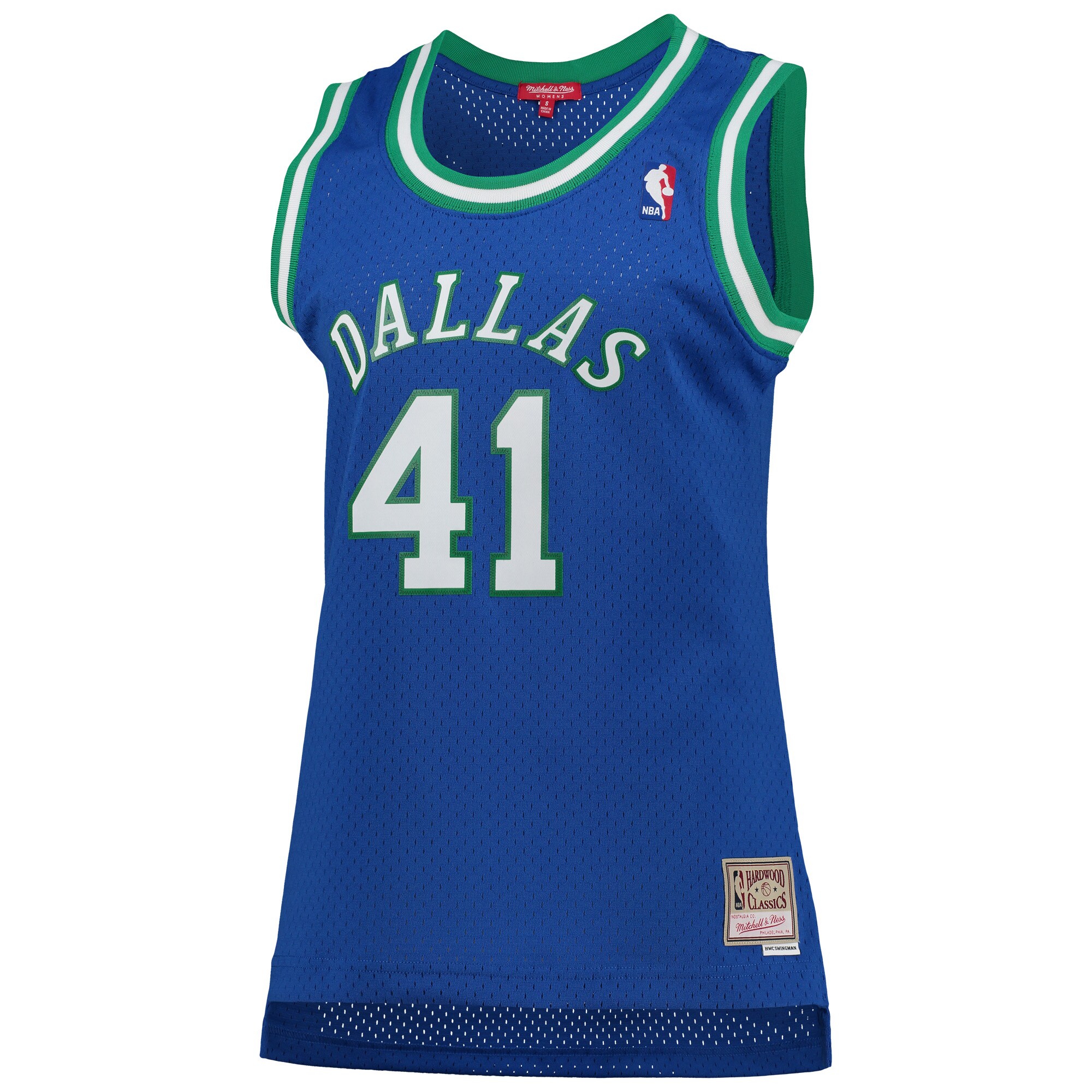 Dirk Nowitzki Dallas Mavericks Mitchell & Ness Women's Hardwood Classics Swingman Jersey - Blue - vstockx