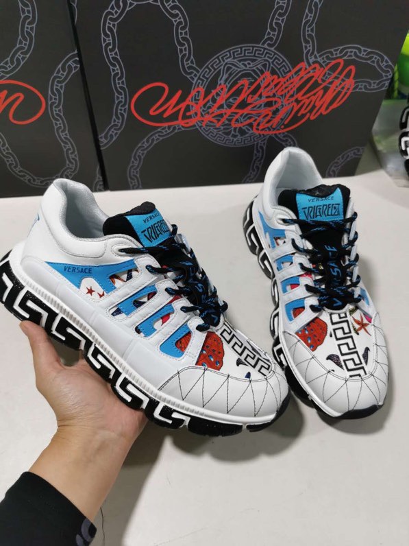 Versace Trigreca Tresor de la Mer Print White Blue Purple - vstockx