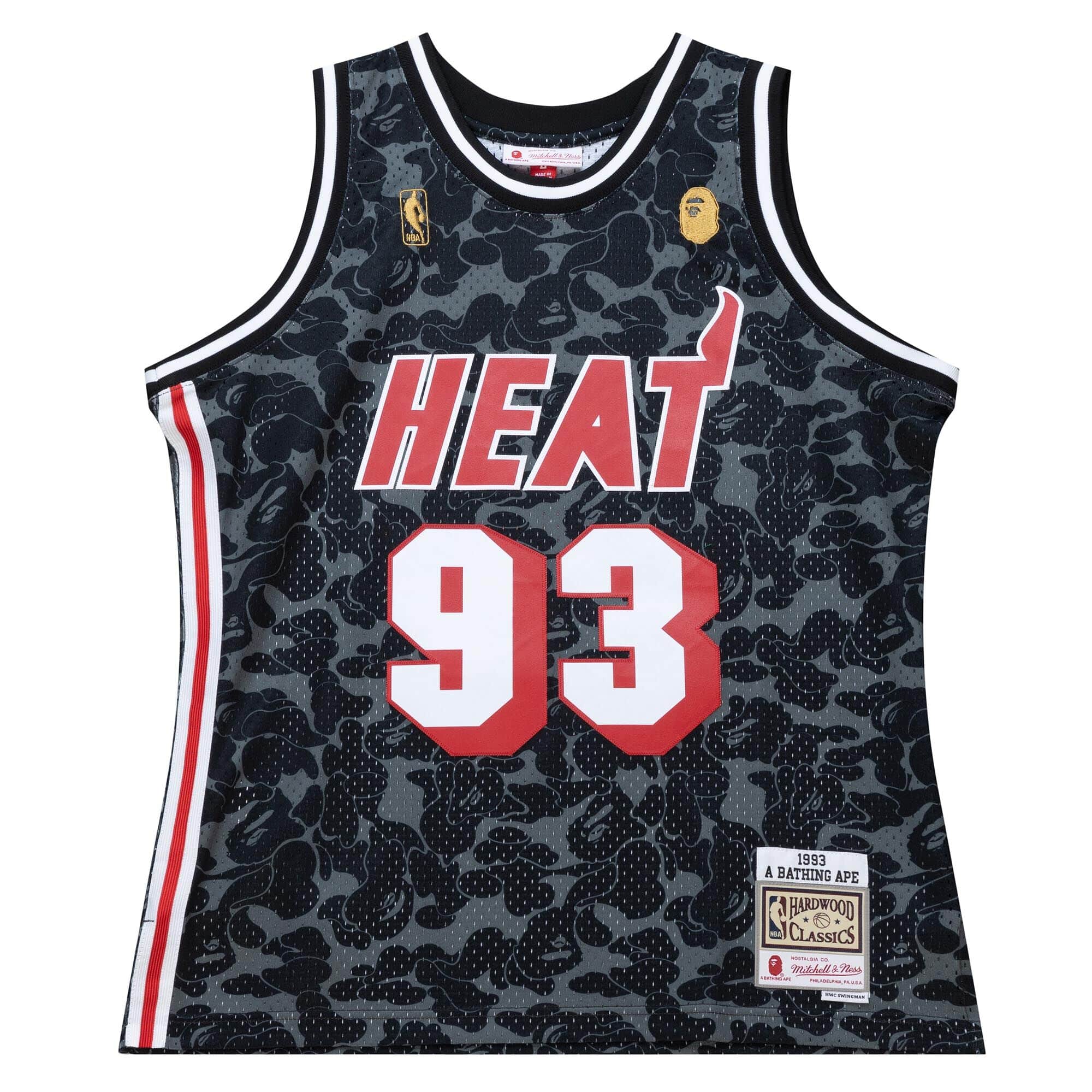 M&N x Bape Miami Heat Jersey - vstockx
