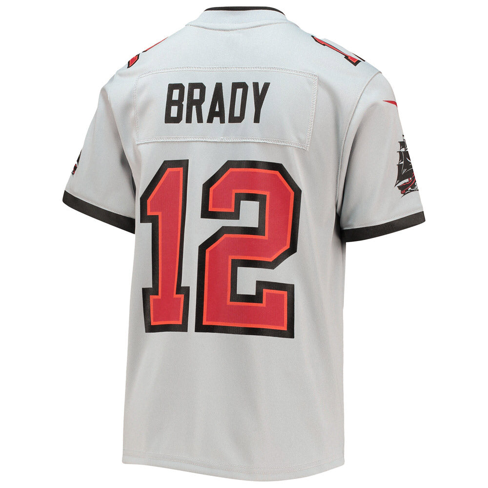 Youth Tampa Bay Buccaneers Tom Brady Inverted Team Game Jersey Gray - vstockx