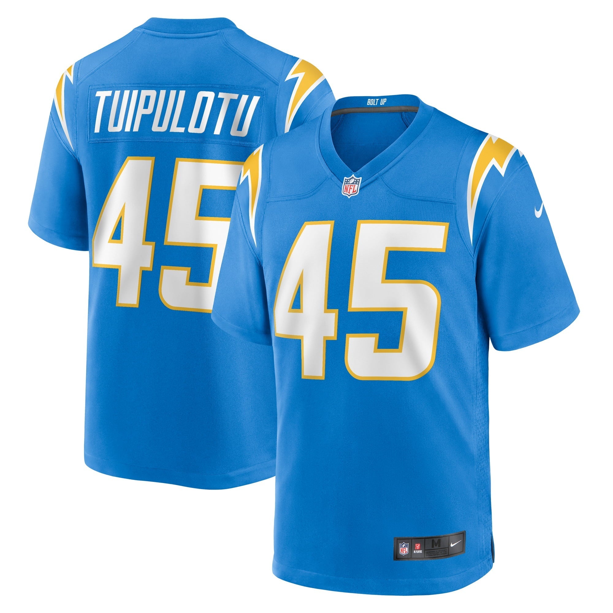 Men's Nike Tuli Tuipulotu Powder Blue Los Angeles Chargers Team Game Jersey - vstockx