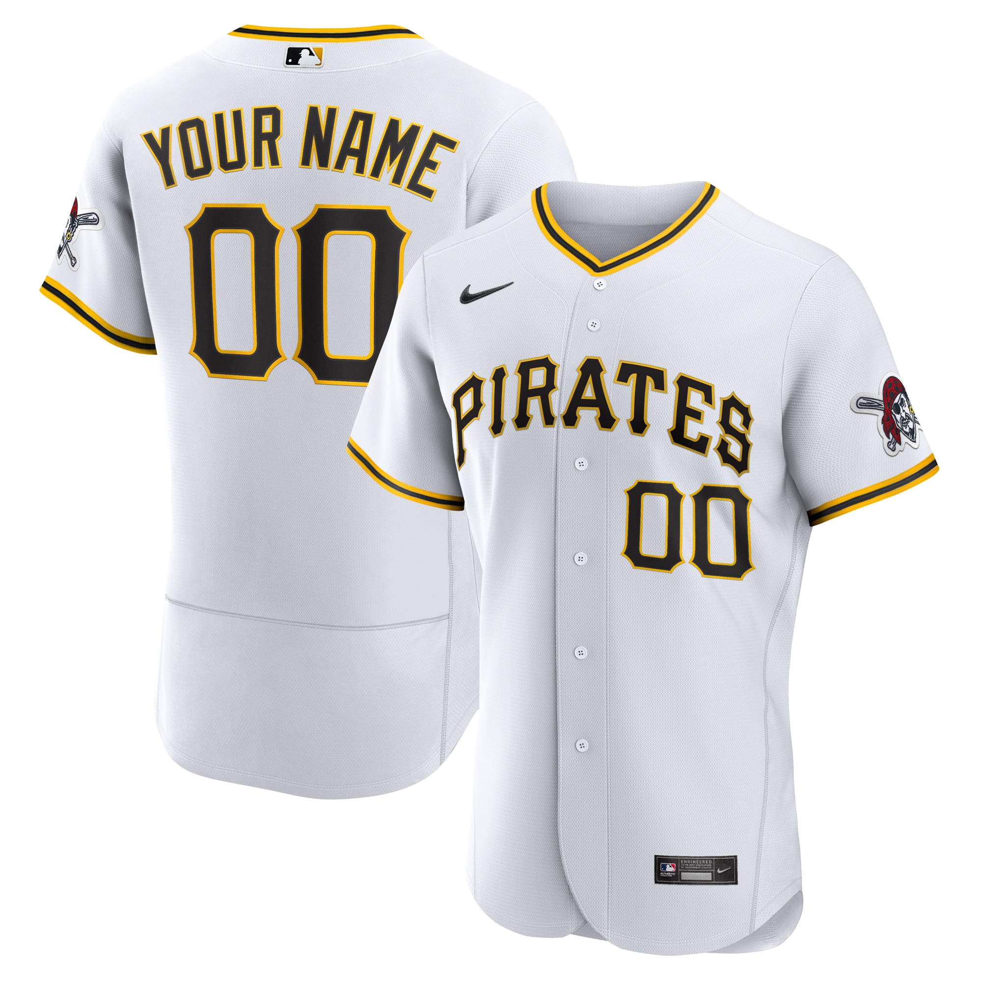 Pittsburgh Pirates Nike Home Authentic Custom Jersey - White - vstockx