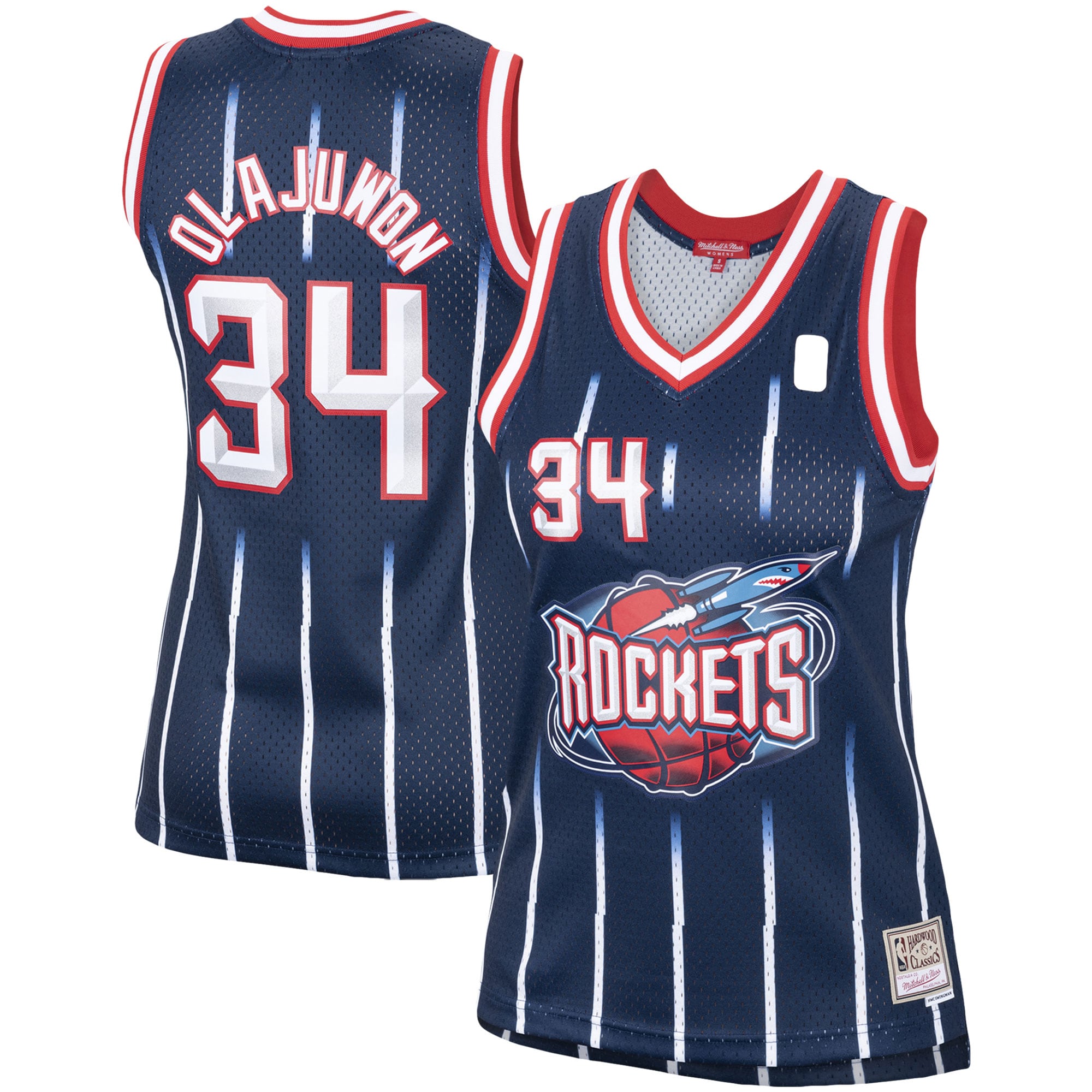 Hakeem Olajuwon Houston Rockets Mitchell & Ness Women's Hardwood Classics Swingman Jersey - Navy - vstockx