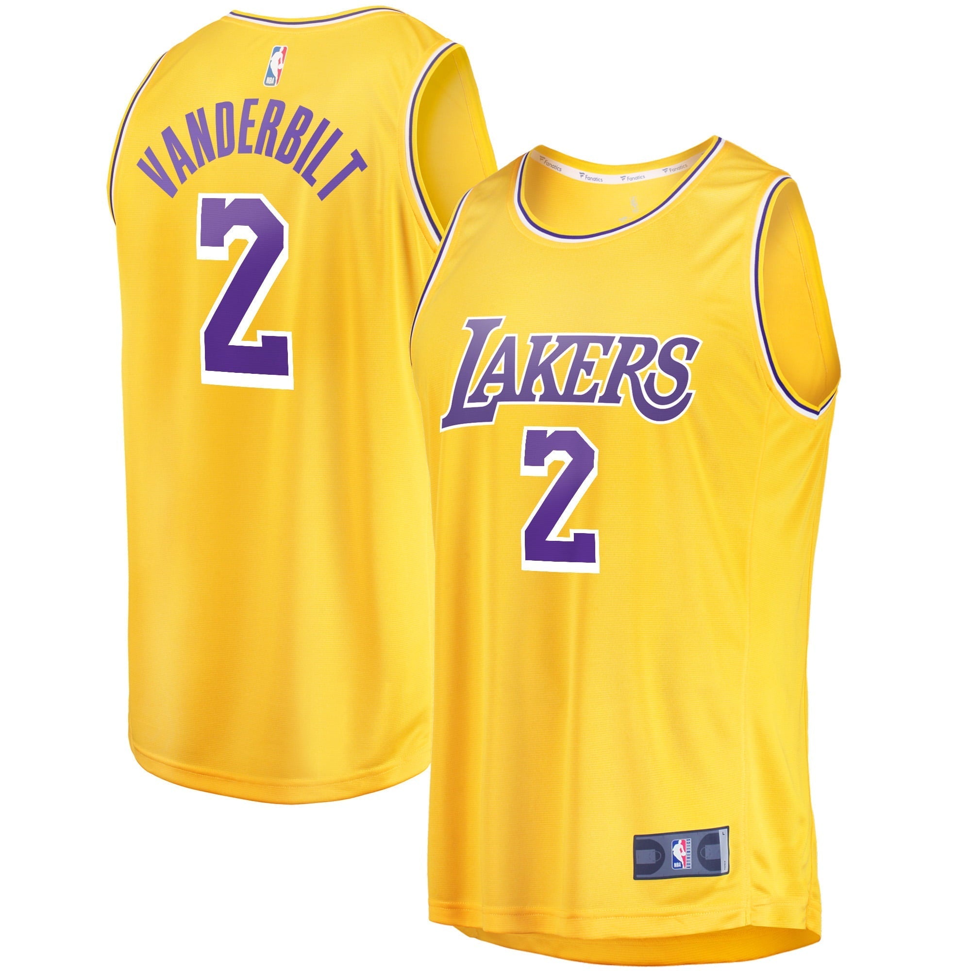 Men's Fanatics Branded Jarred Vanderbilt Gold Los Angeles Lakers Fast Break Player Jersey - Icon Edition - vstockx
