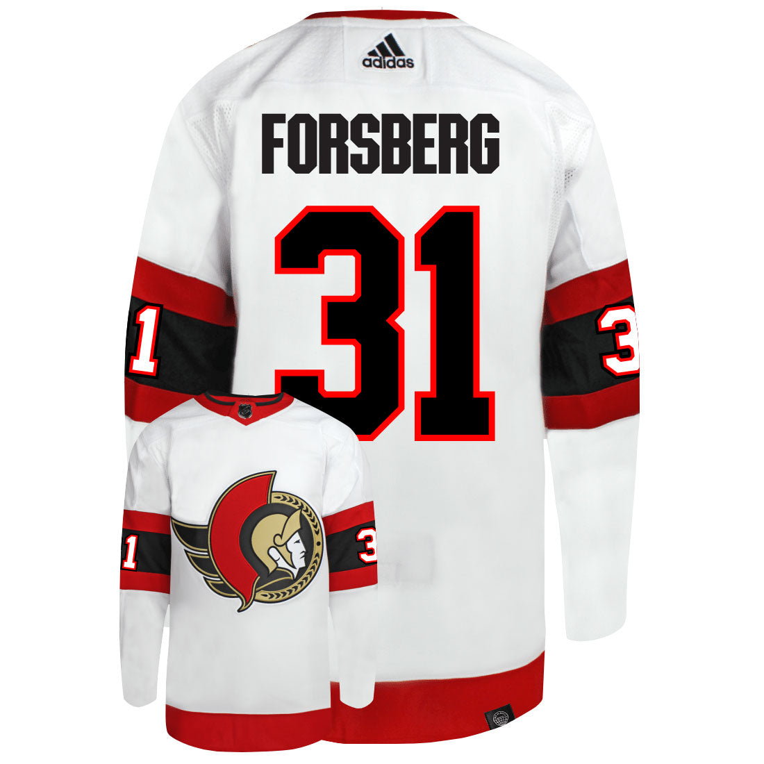 Anton Forsberg Ottawa Senators Adidas Primegreen Authentic NHL Hockey Jersey - vstockx