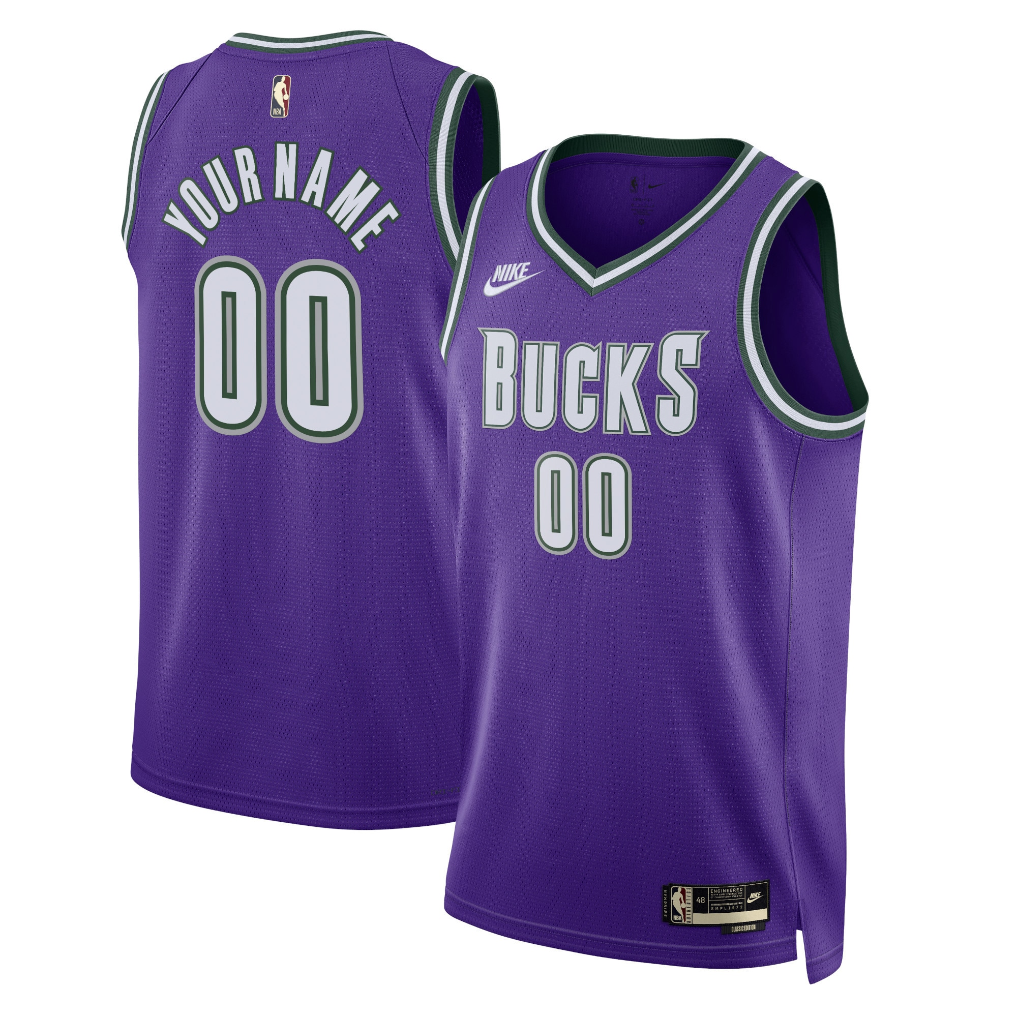 Milwaukee Bucks Nike Unisex 2022/23 Custom Swingman Jersey - Classic Edition - Purple - vstockx