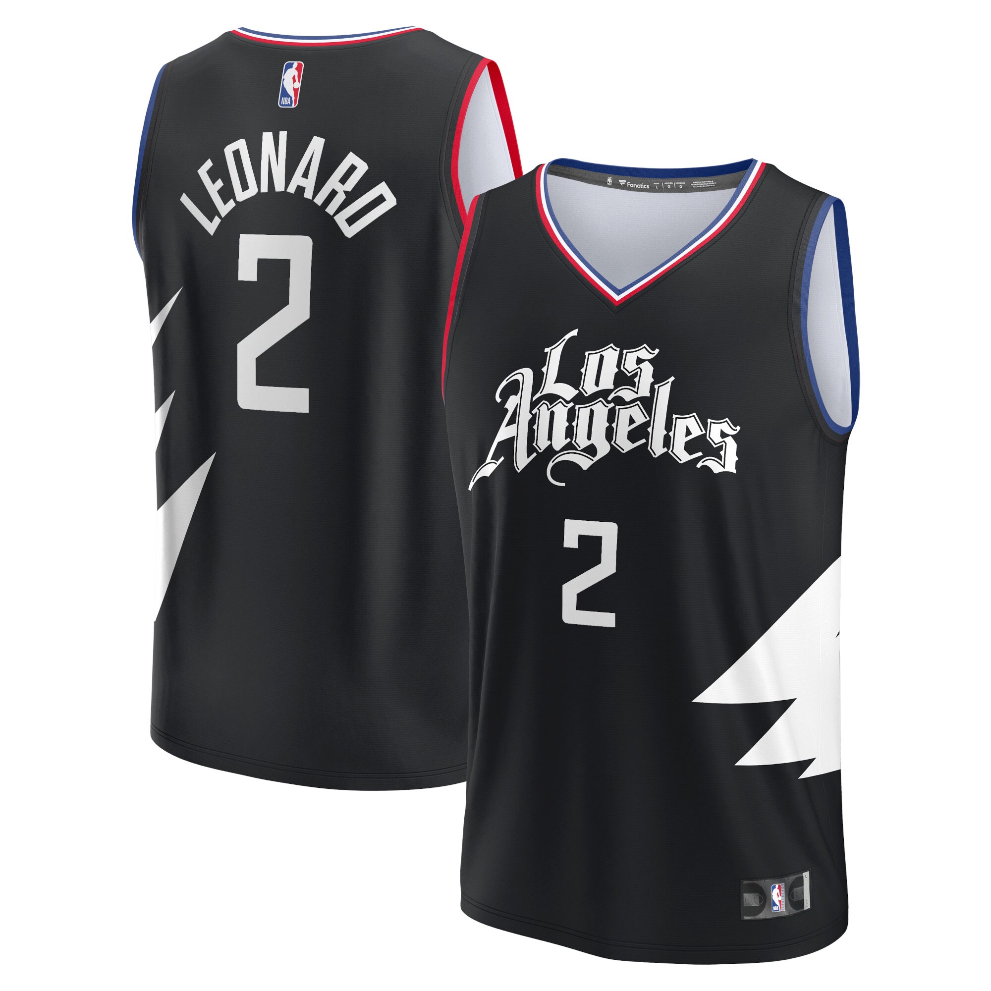 Kawhi Leonard LA Clippers Fanatics Branded Youth 2021/22 Fast Break Player Jersey Black - Statement Edition - vstockx