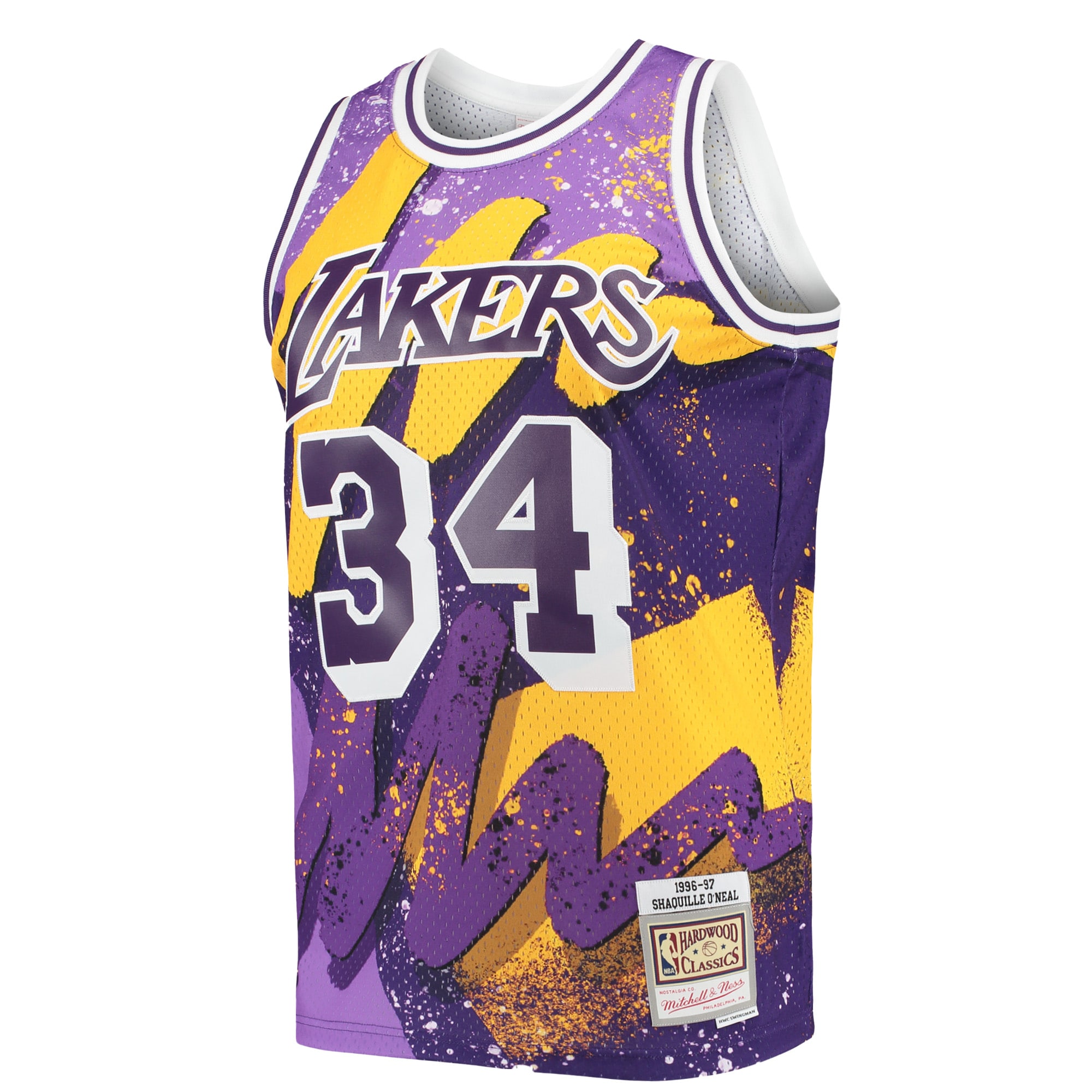 Shaquille O'Neal Los Angeles Lakers Mitchell & Ness Hardwood Classics 1996/97 Hyper Hoops Swingman Jersey - Purple - vstockx